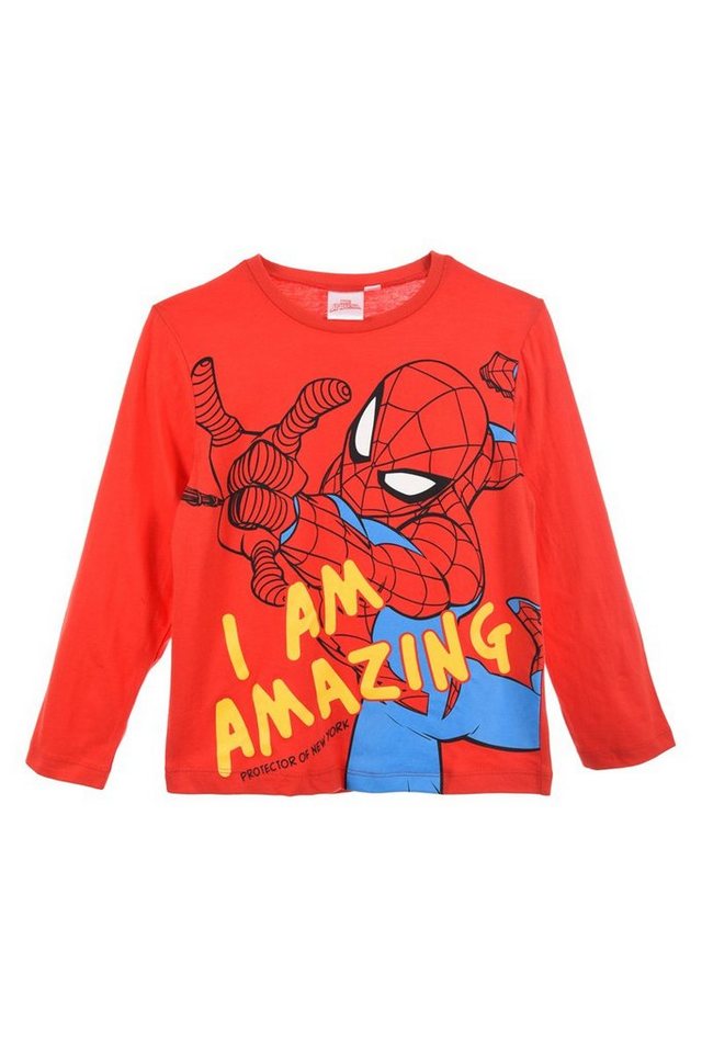 Spiderman Langarmshirt Marvel Jungen Shirt aus Baumwolle Gr. 98-128 cm,  Alltags- & Partytauglich, ideal für jeden Anlass
