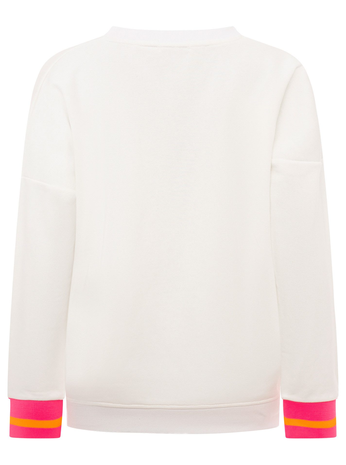 Zwillingsherz Hoodie "Positive Mind" neonfarbenen Bündchen, V-Ausschnitt, Seitenschlitze, Langarm – Bild 4 von 5