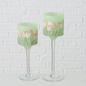 BOLTZE Dekoobjekt Boltze Windlicht Tulipa, 2 teilig (Kerzenhalter aus Glas, mit