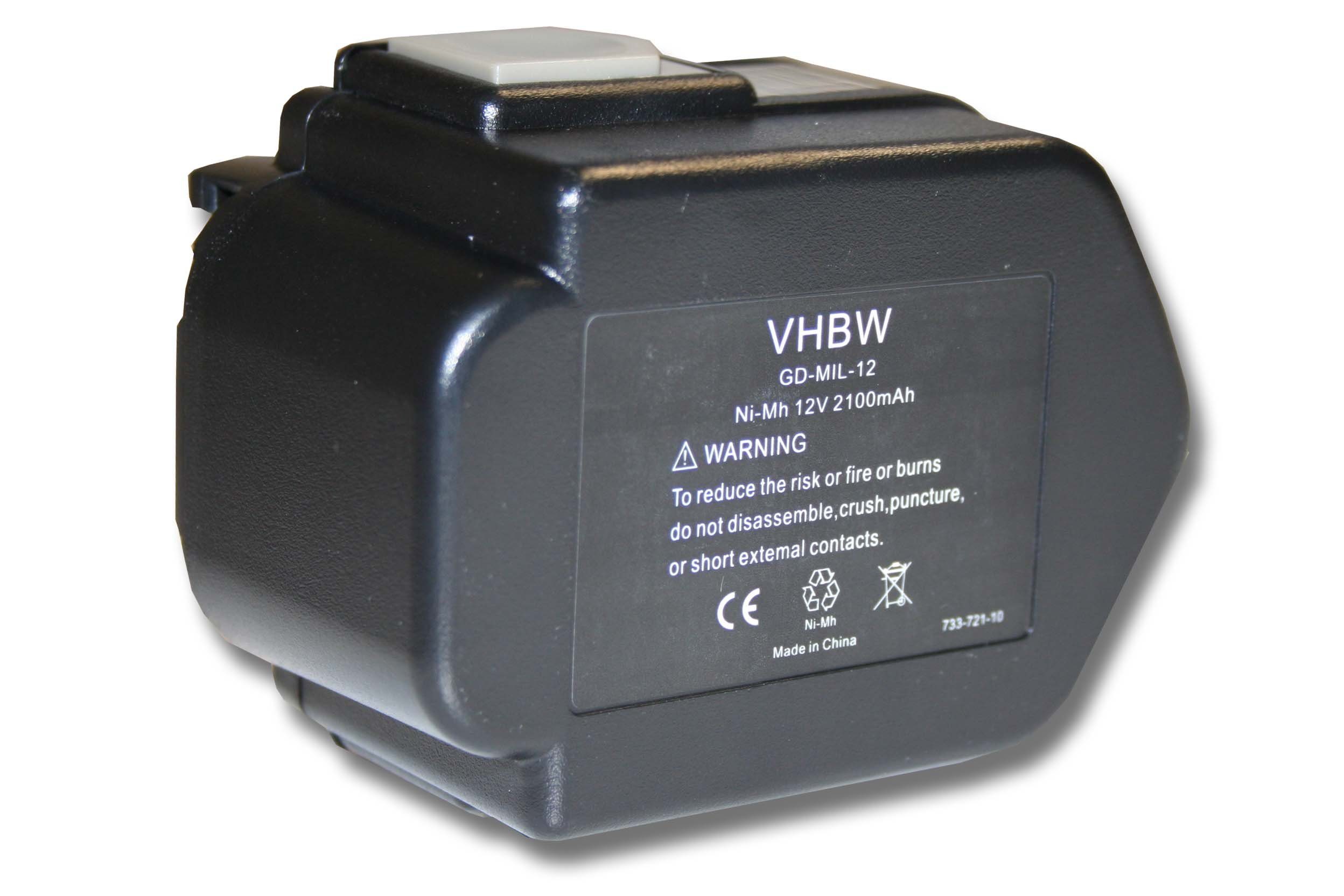 vhbw kompatibel mit AEG B12, BF12, MXS12, System PBS3000, BX12, BXL12, MX12 Akku NiMH 2100 mAh (12 V)