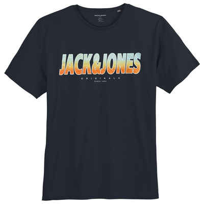 Jack & Jones Rundhalsshirt Große Größen Herren T-Shirt navy Farbverlauf-Logoprint Jack&Jones