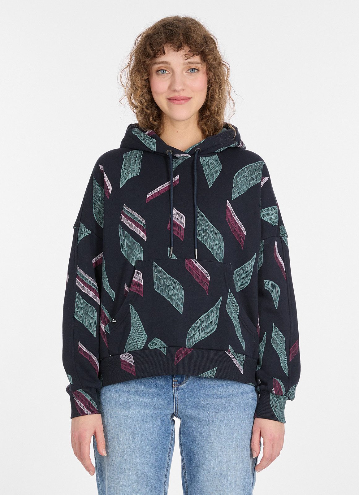Ragwear Kapuzensweatshirt PIRITA PRINT mit Rundhalsausschnitt und Kordelverschluss, normale Schnittform