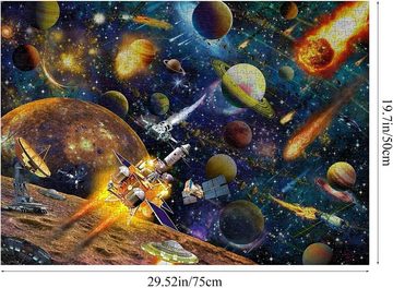 Huadada Puzzle SolarGalaxy 1000 Teile Puzzle Erw. 70x50cm, 1000 Puzzleteile, Erforschen Sie das Sonnensystem während Sie puzzeln!