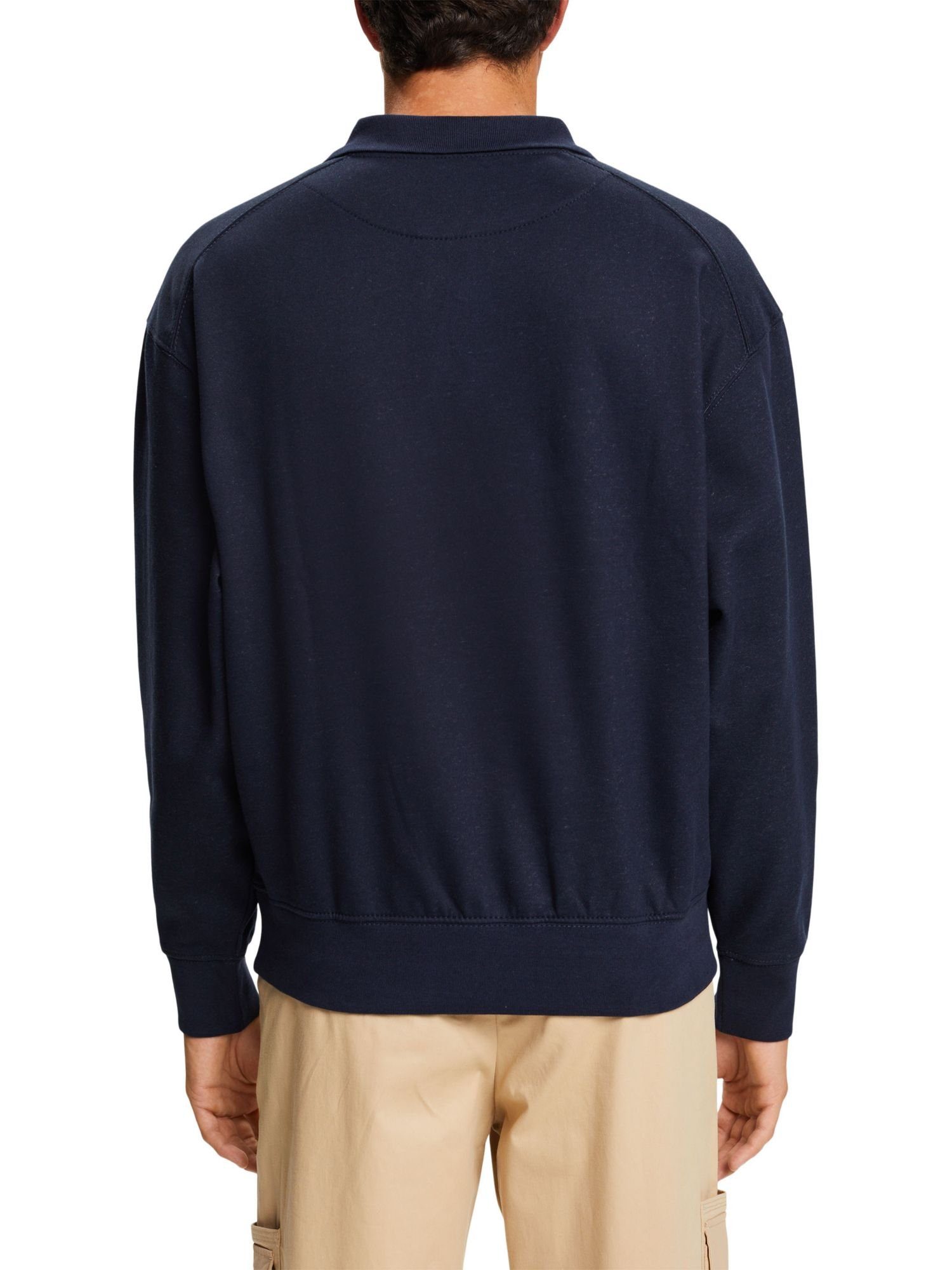 Polo-Sweatshirt Esprit Langärmliges Sweatshirt NAVY (1-tlg)