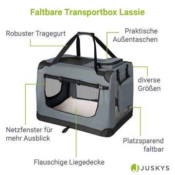 Juskys Tiertransporttasche Lassie, mit Decke, Tasche, Griffen und Fressnapf