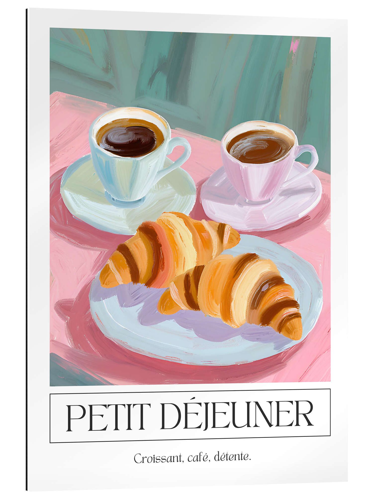 Posterlounge Wandbild Petit Déjeuner - Croissant, Café, Détente, Ohkimiko, erhältlich als Poster, Leinwandbild, Wandsticker oder Acrylglasbild