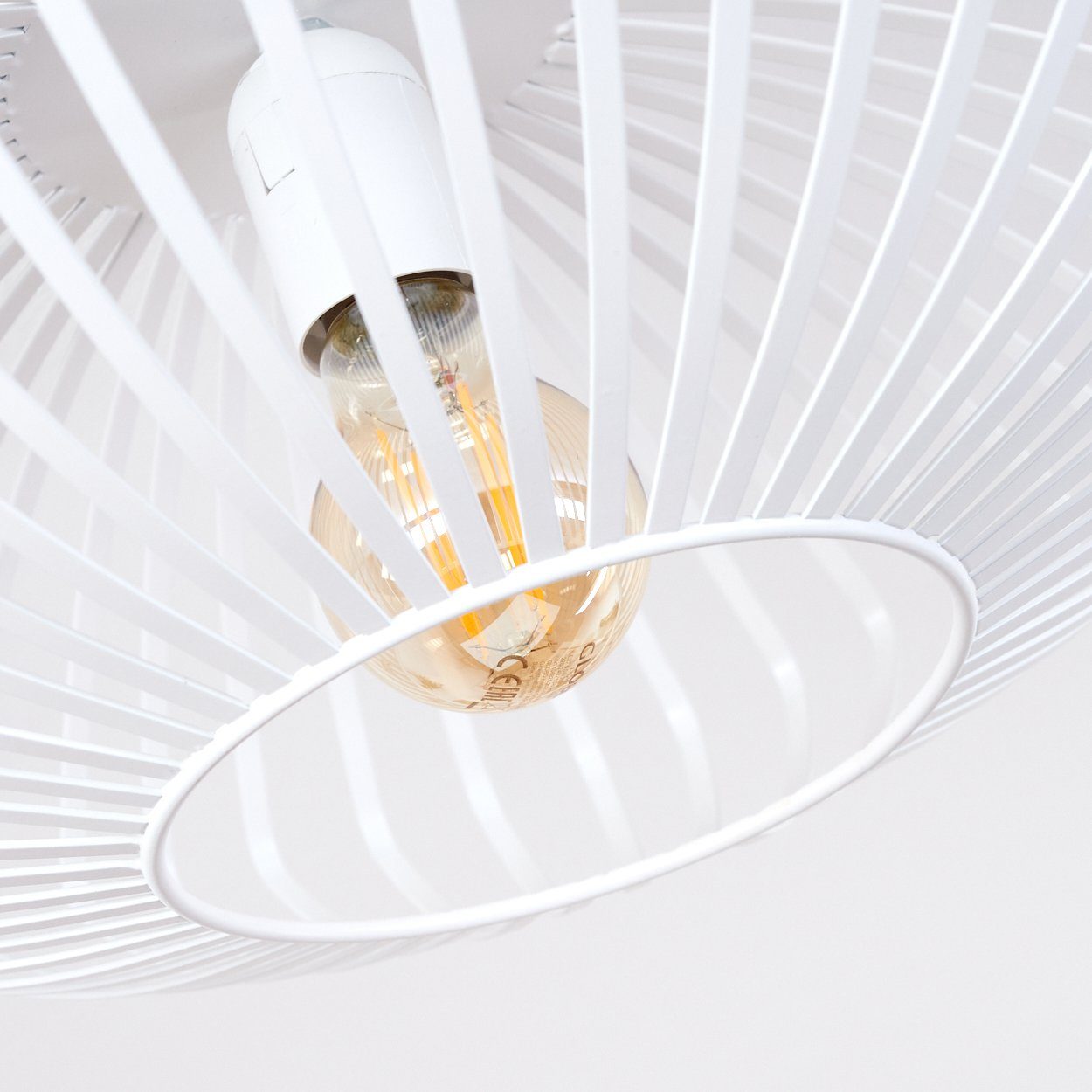 hofstein Deckenleuchte »Pieris« runde Deckenlampe aus Metall in Weiß, ohne Leuchtmittel, Retro-Leuchte mit Lichteffekt durch Gitter-Optik, Ø39cm, E27