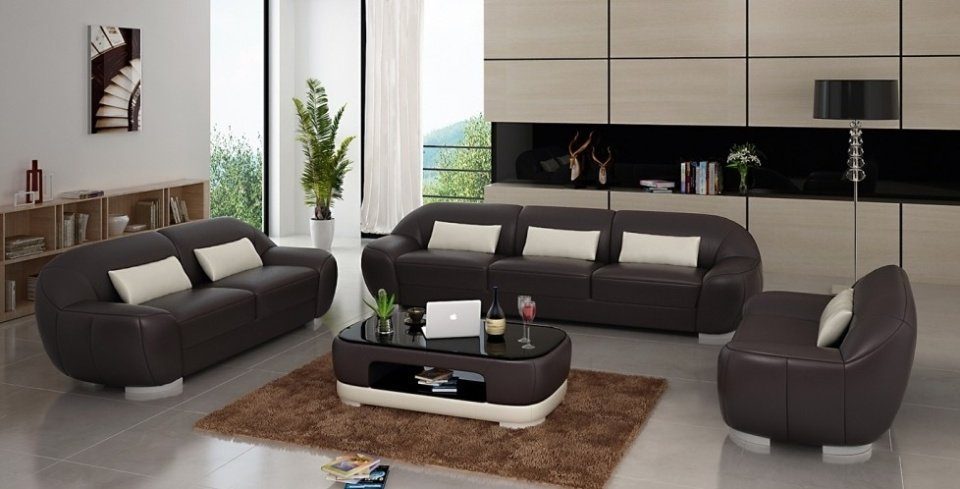 JVmoebel Sofa »Sofagarnitur 3+2+1 Couch Polster Sitz Leder Garnitur  Designer Set Neu Homberg«