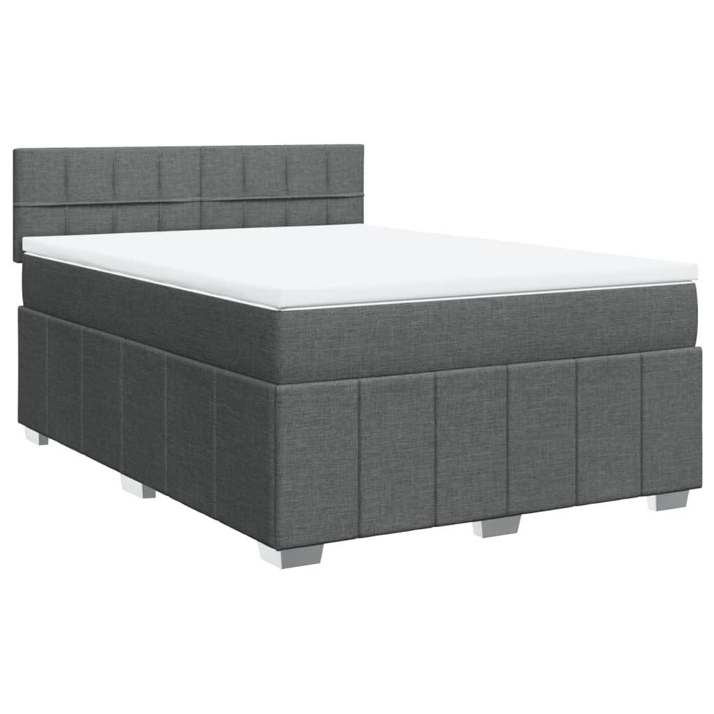 vidaXL Bett Boxspringbett mit Matratze Dunkelgrau günstig online kaufen