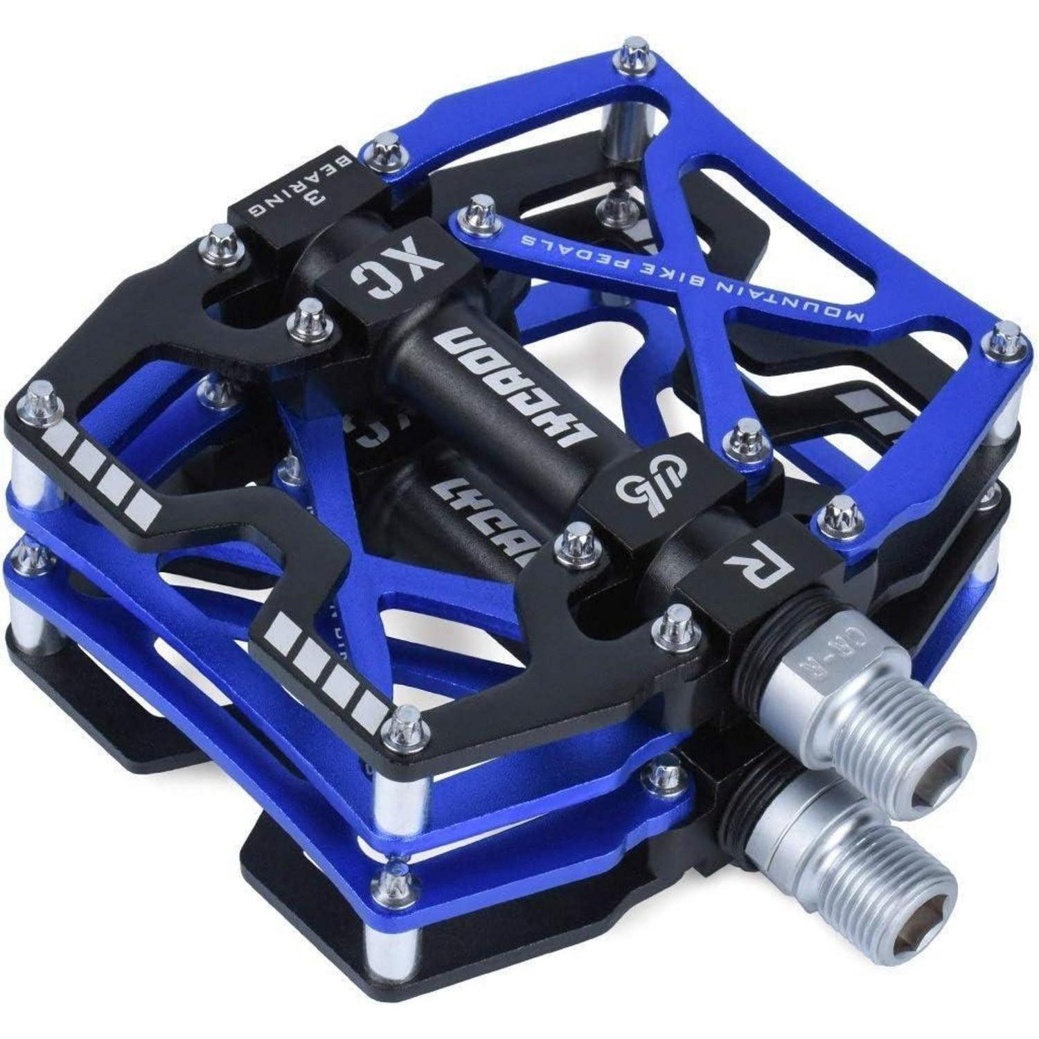 LuxusKollektion Plattformpedale Fahrradpedale MTB CNC Aluminium CrMo 3 Lager 916 Blau
