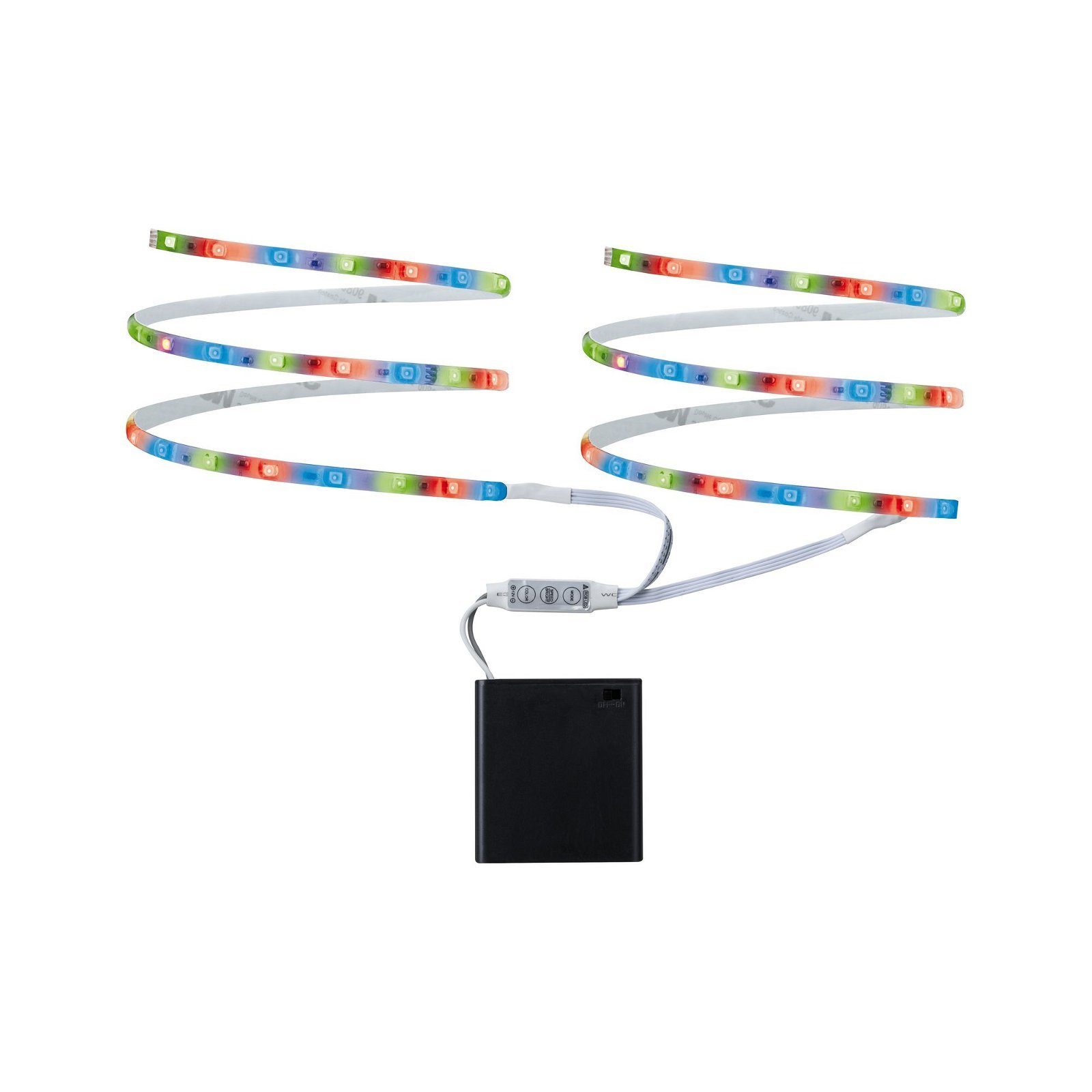Paulmann LED-Streifen Function Mobil Strip 2x80cm RGB 1,2W 9V 6LR61 Weiß Metall/Kunststoff, 2-flammig