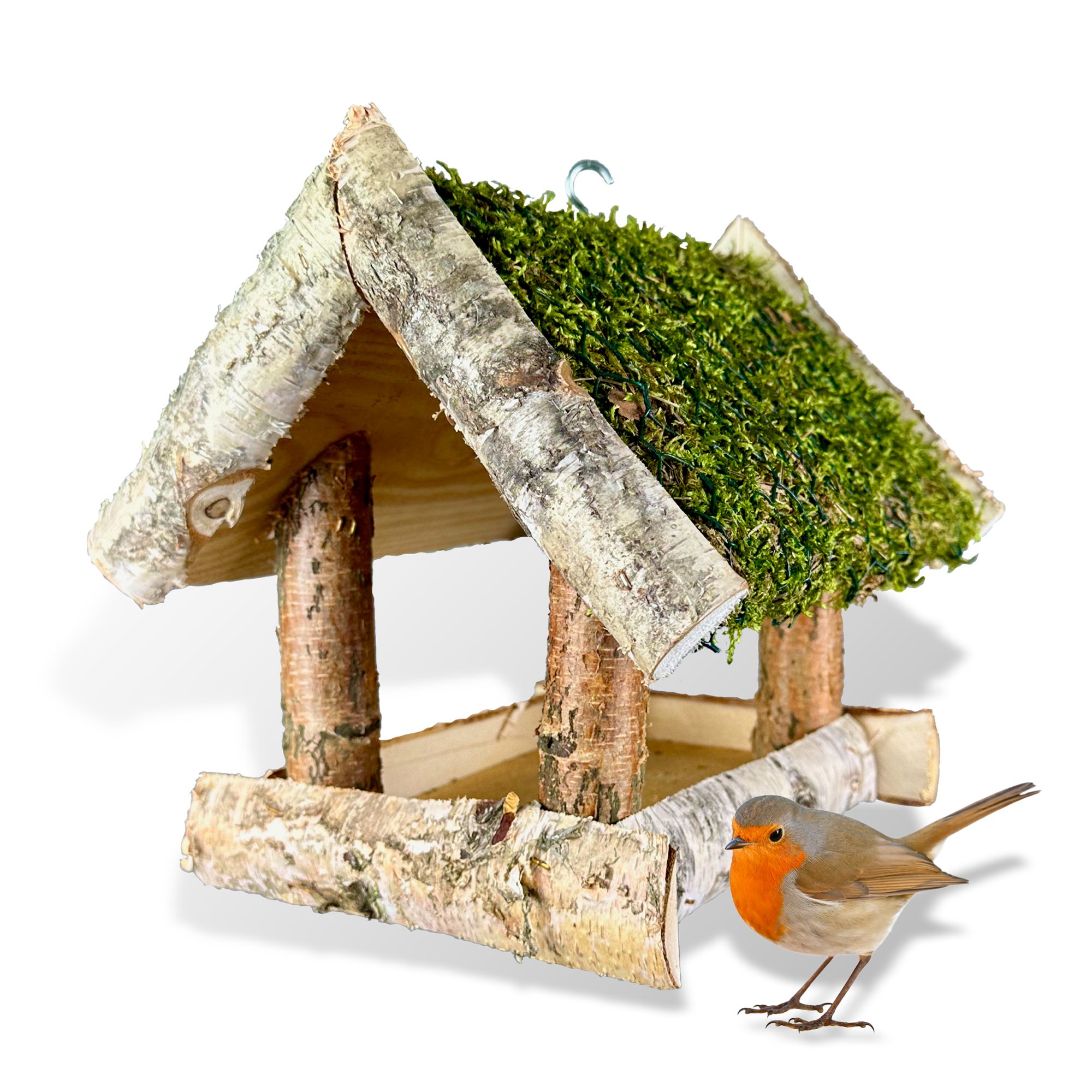 Vogelhaus Futterhaus für Vögel mit Moosdach