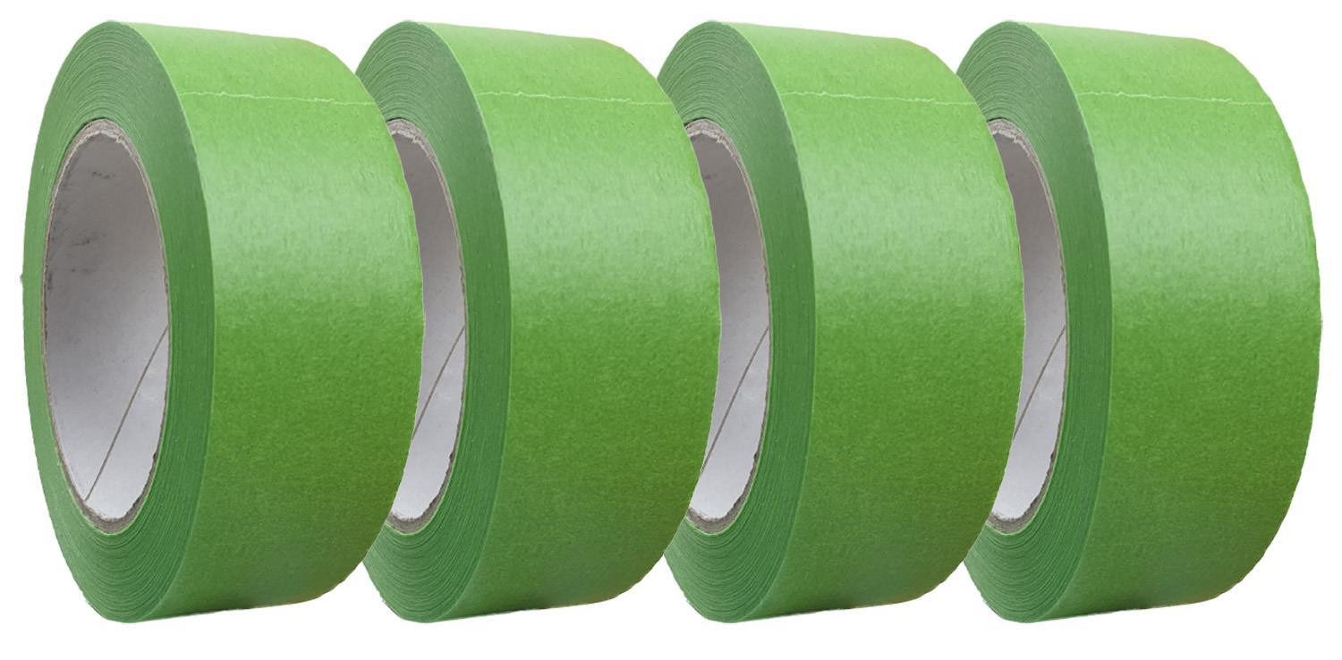 varivendo Kreppband Feinkreppband Grün 4 Rollen 38mm x 50m (Rollen, 4-St., Profi Feinkreppband) Kreppband malerklebeband malerkrepp