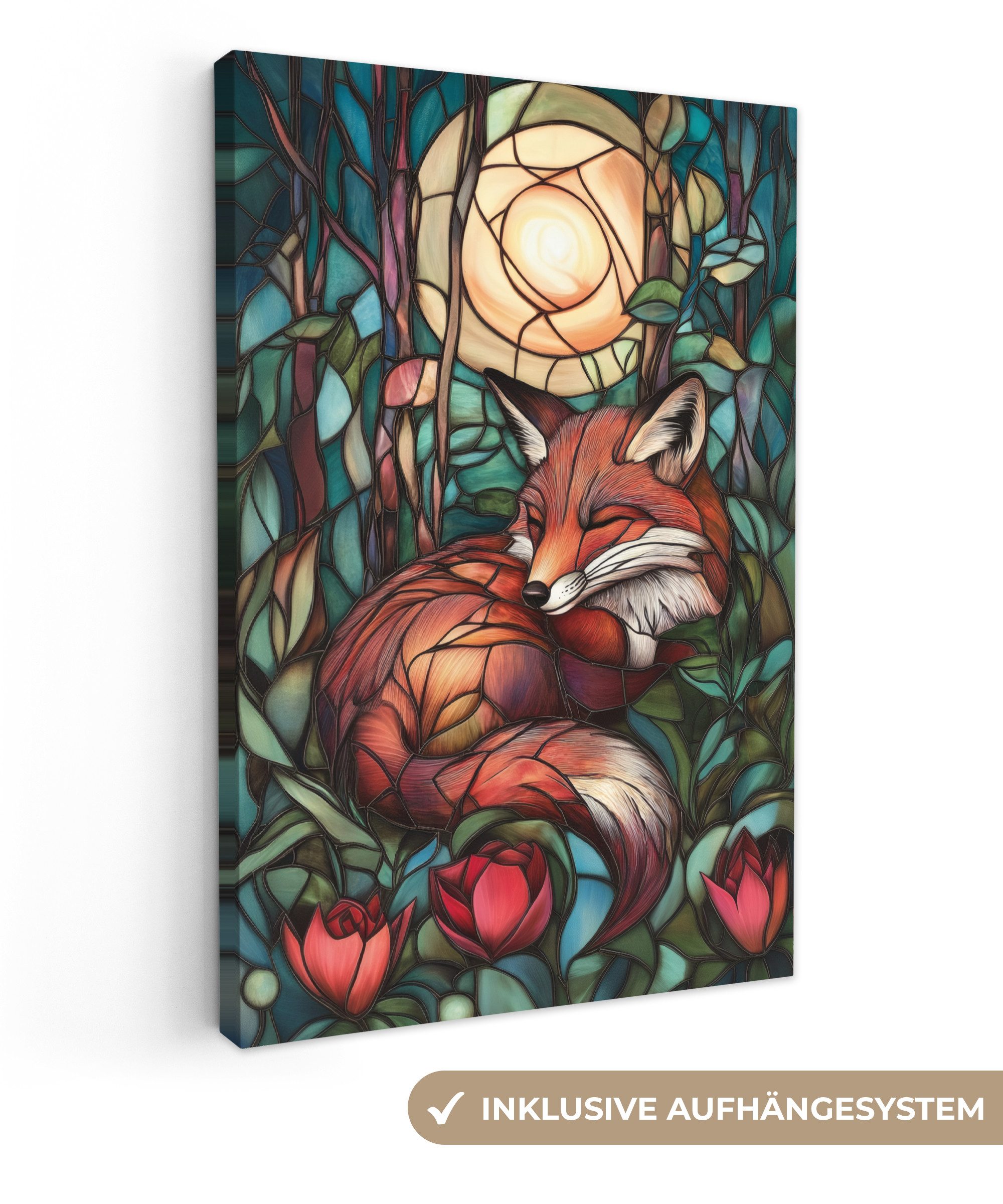 OneMillionCanvasses® Leinwandbild Fuchs - Mosaik - günstig online kaufen