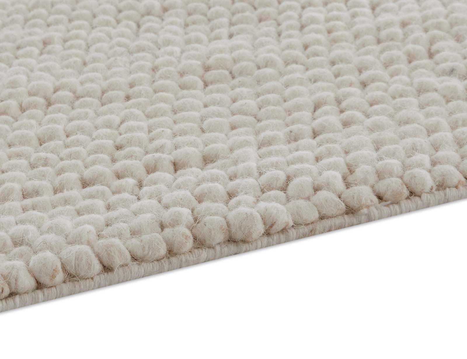 TaraCarpet Wollteppich TaraCarpet Bubble Moderner Schlingenteppich aus reiner Schurwolle, rechteckig, Höhe: 20 mm, Wollteppich weiß Wohnzimmer Schlafzimmer Essz – Bild 4 von 5