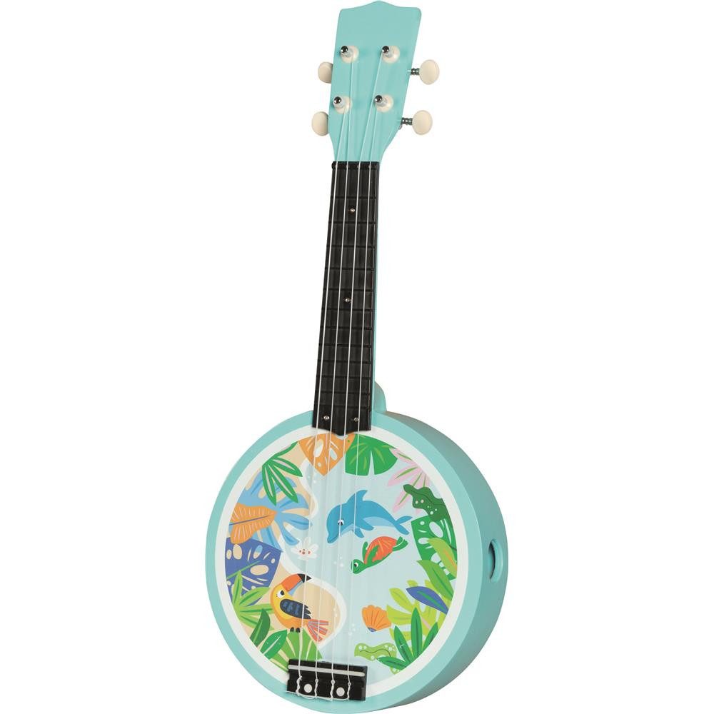 goki Spielzeug-Musikinstrument Banjo Holz Kunststoff Spielzeug Gitarre Musikinstrument ab 5 Jahre, Fördert Rhythmusgefühl und Motorik