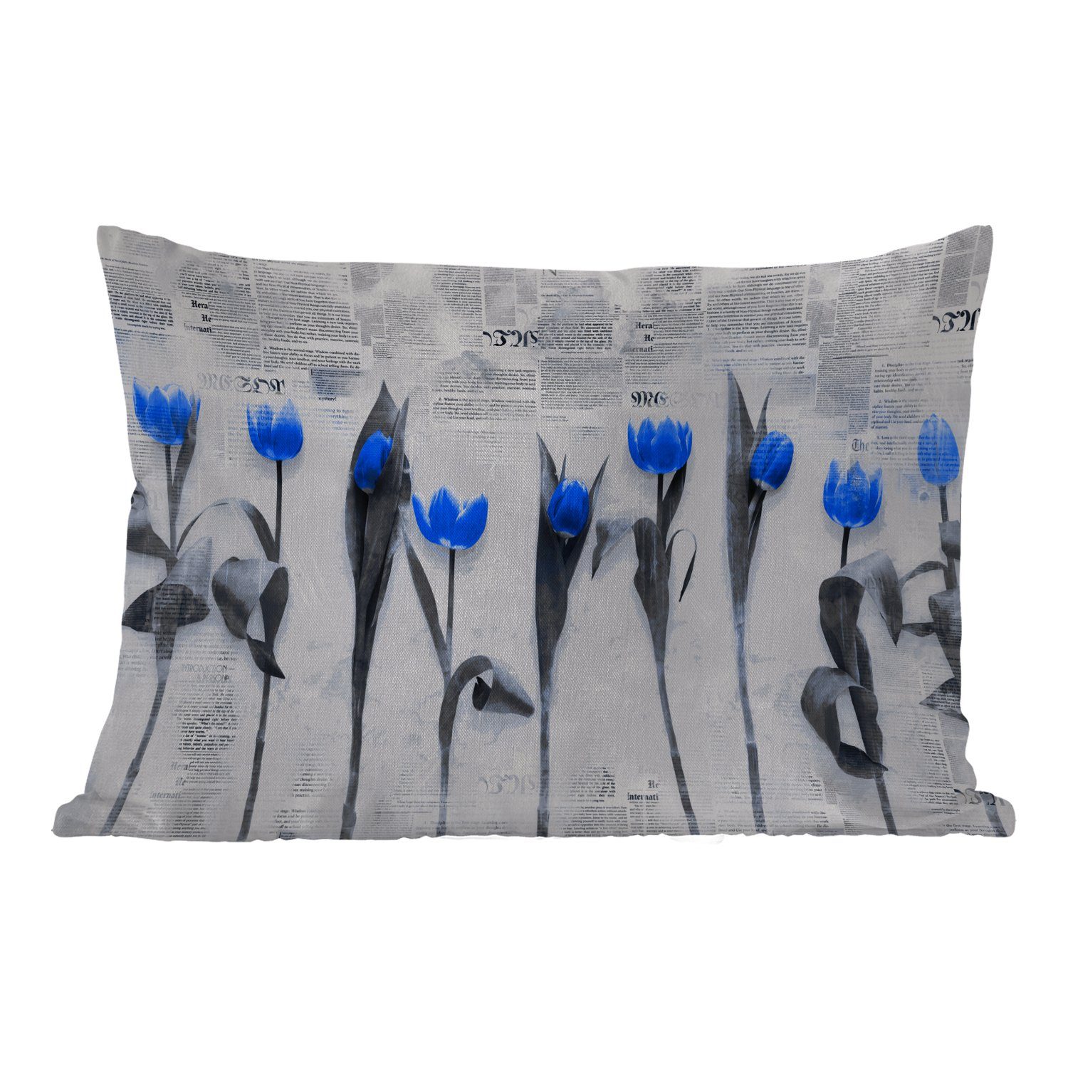 Kissenhülle Blumen Dekokissenbezug, Outdoor-Dekorationskissen, - Blau, Polyester, MuchoWow Dekokissen - Tulpen
