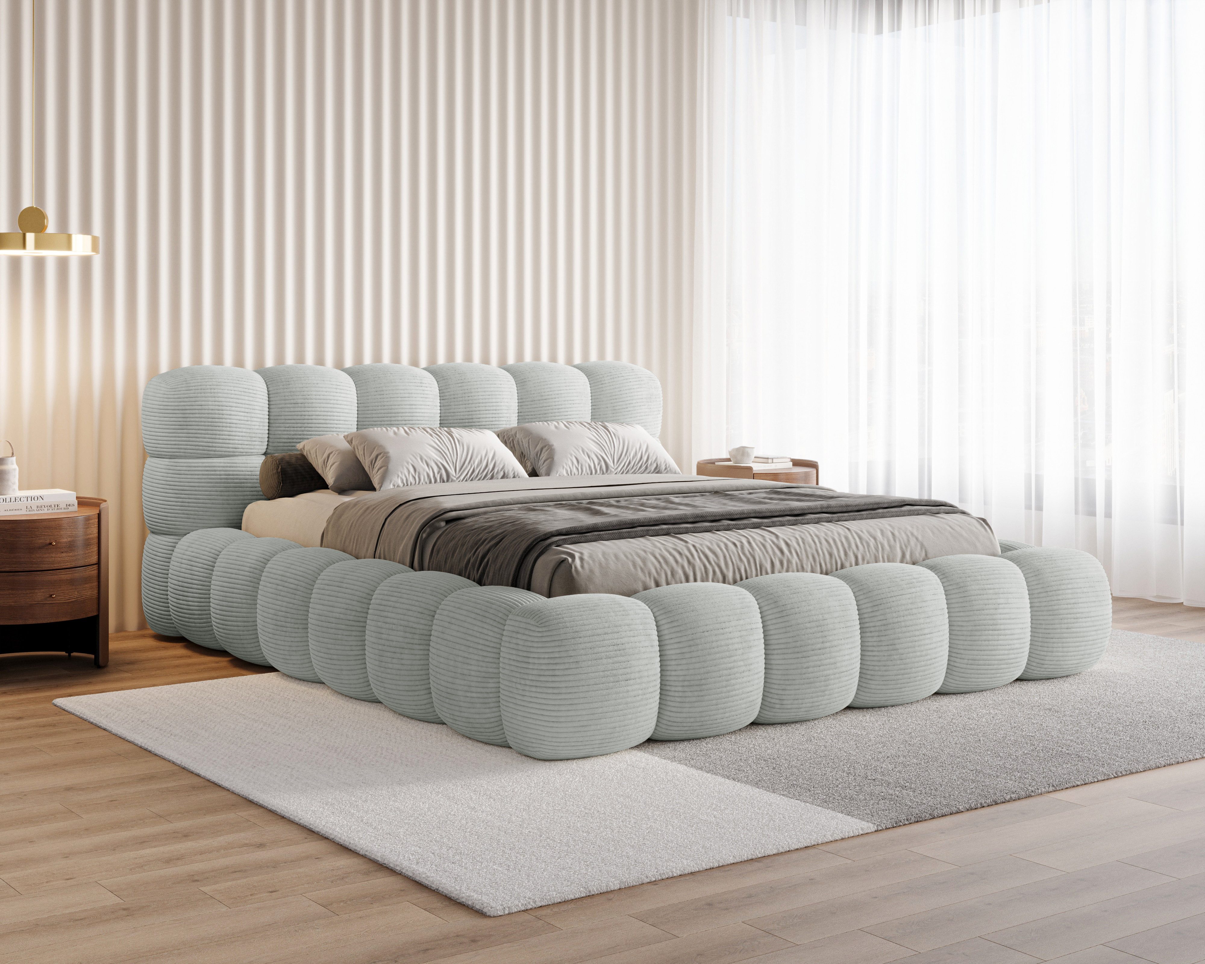 Chilly Möbel Polsterbett Stone Cord Stoff 200x200 cm mit Stauraum Poso 55