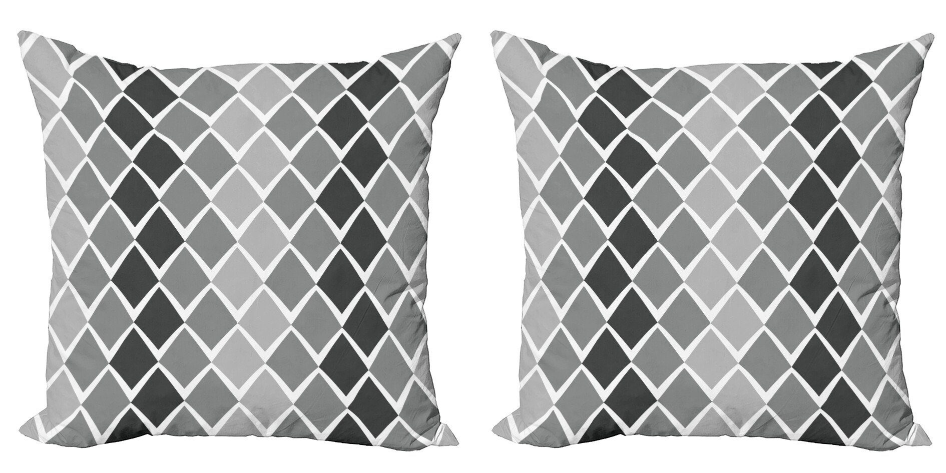 Geometrische Kissenbezüge 50x50 Cm – 2er Set Mit Abstraktem Kreis-Design | Grau/Schwarz/Weiß, Polyester, Reißverschluss