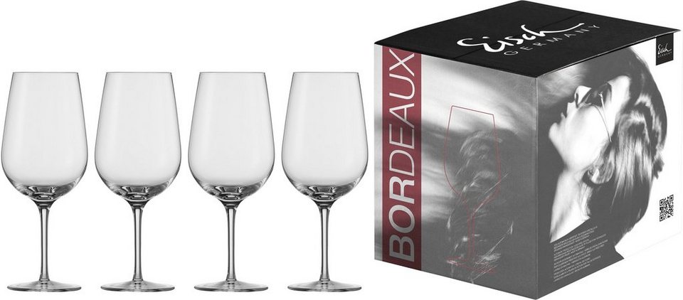 Eisch Rotweinglas Vinezza, Kristallglas, (Bordeauxglas), Bleifrei, 655 ml, 4 -teilig, Aus brillantem Kristallglas gefertigt