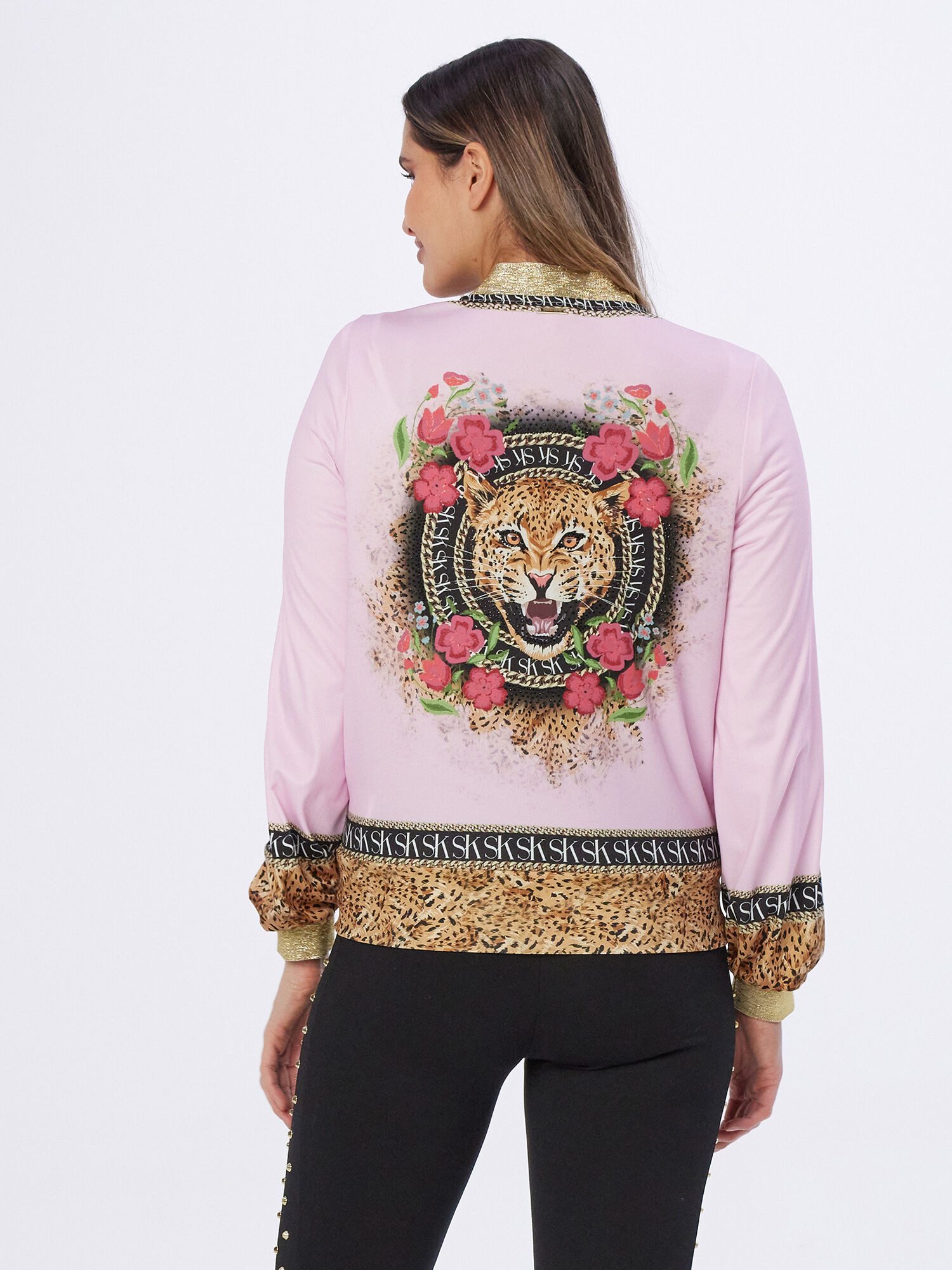 Sarah Kern Blouson Bomberjacke figurumspielend mit platzierter Druck und Kr günstig online kaufen