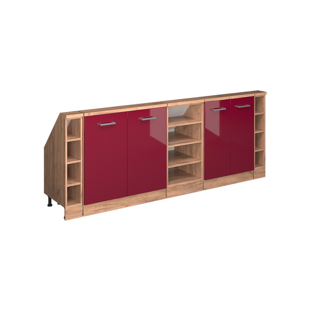 Vicco Unterschrank R-Line, Rot Hochglanz/Goldkraft Eiche, günstig online kaufen