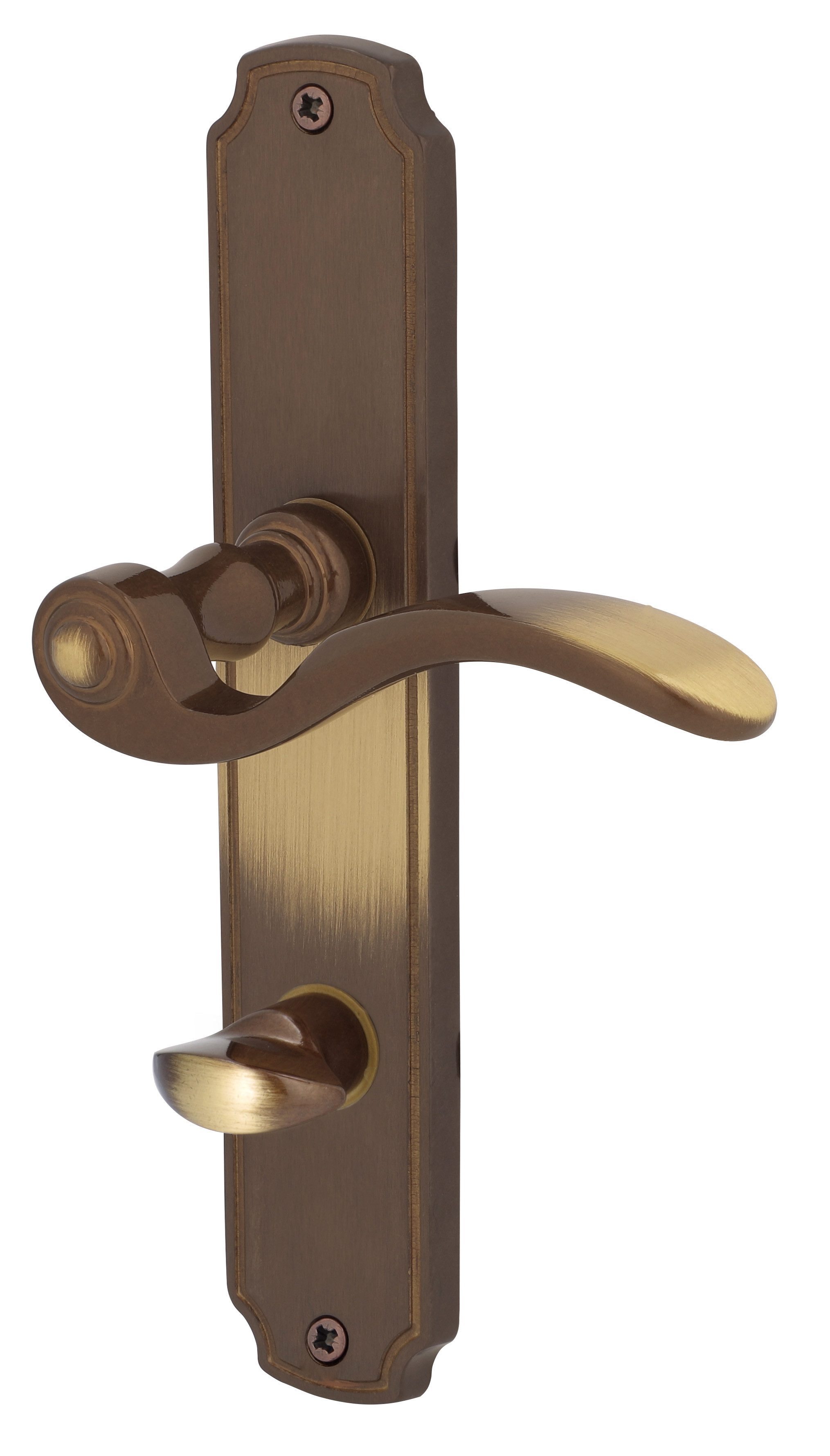 Alpertec Türbeschlag Langschildgarnitur Rebeca für Bad- / WC-Türen, Türklinke (1 St), Messing brüniert