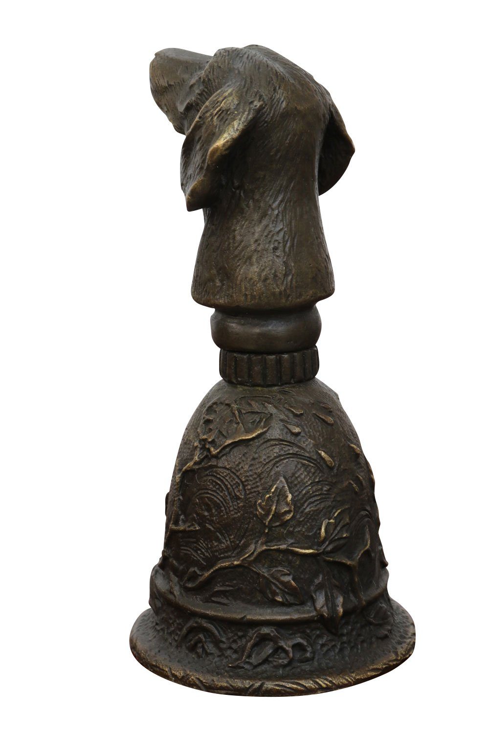 Figur Handglocke Antik-Stil Tischglocke Bronzeskulptur Hund Glocke Bronze Dekoobjekt Aubaho
