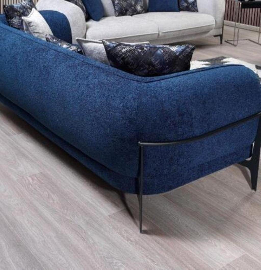 Moderne Edelstahl, Couch 1 Dreisitzer Blauer Teile, Sofas JVmoebel Wohnzimmermöbel Made Europa 3-Sitzer in
