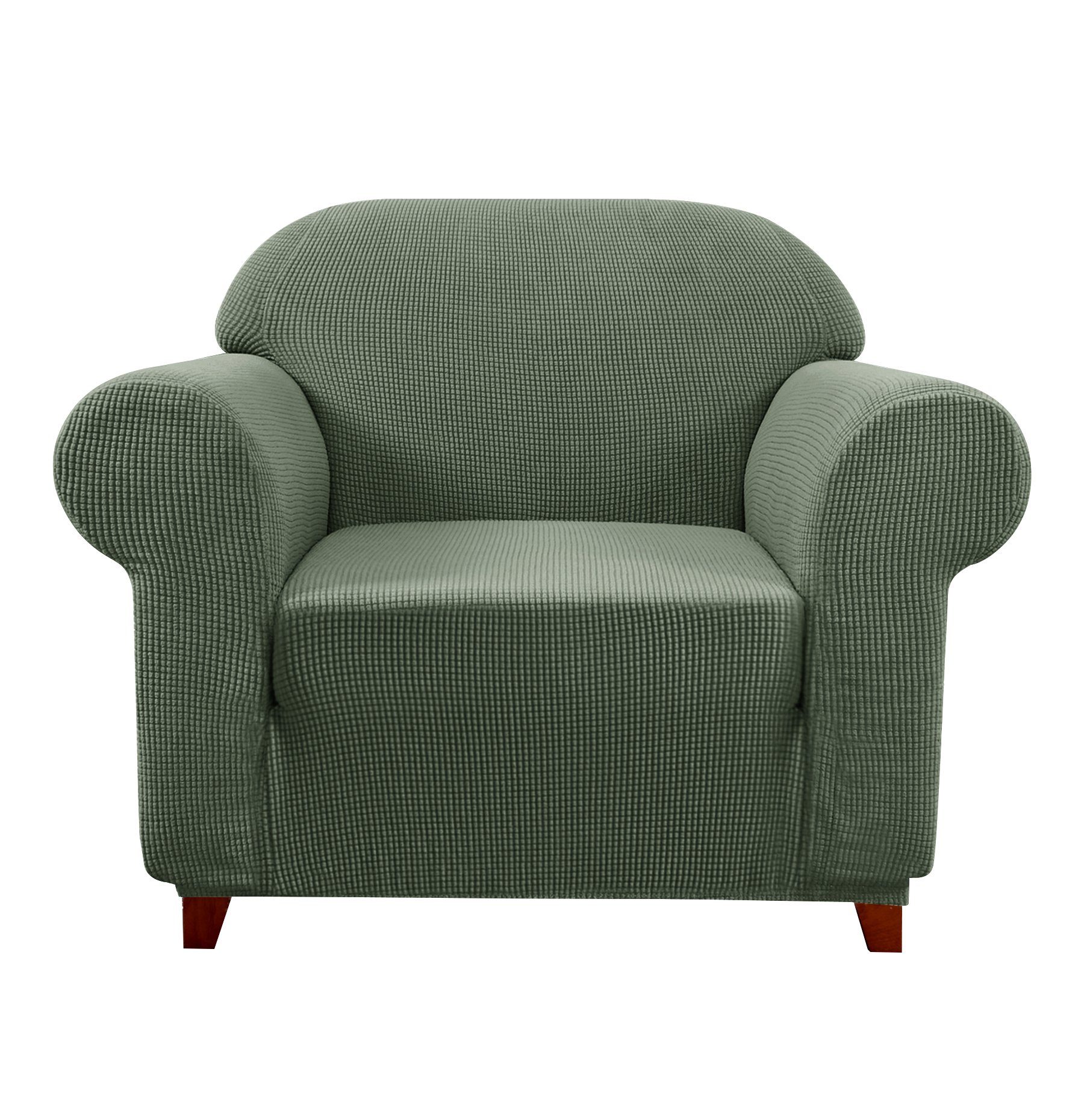 Sofahusse 1 Sitzer Sofabezug, SUBRTEX, Dehnbarer waschbarer Stoff Olivgrün