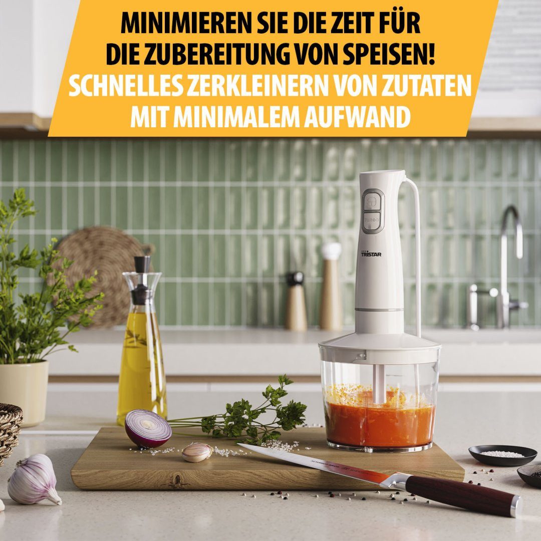 Tristar Handmixer Tristar MX-4881 Stabmixer-Set - 350 Watt - Inklusive Zubehör, 350 W, Abnehmbarer Edelstahl-Stab – 350 W – Bild 4 von 5