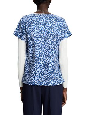 Esprit T-Shirt Baumwoll-TShirt mitV-Ausschnitt und Allover-Muster (1-tlg)