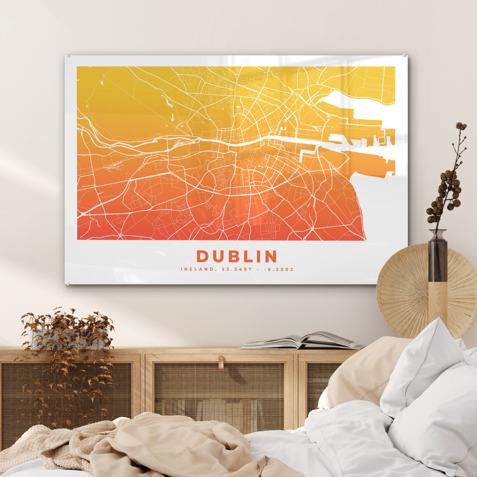 Irland Dublin Stadtplan, & Acrylglasbilder - (1 St), Wohnzimmer Acrylglasbild Schlafzimmer - MuchoWow