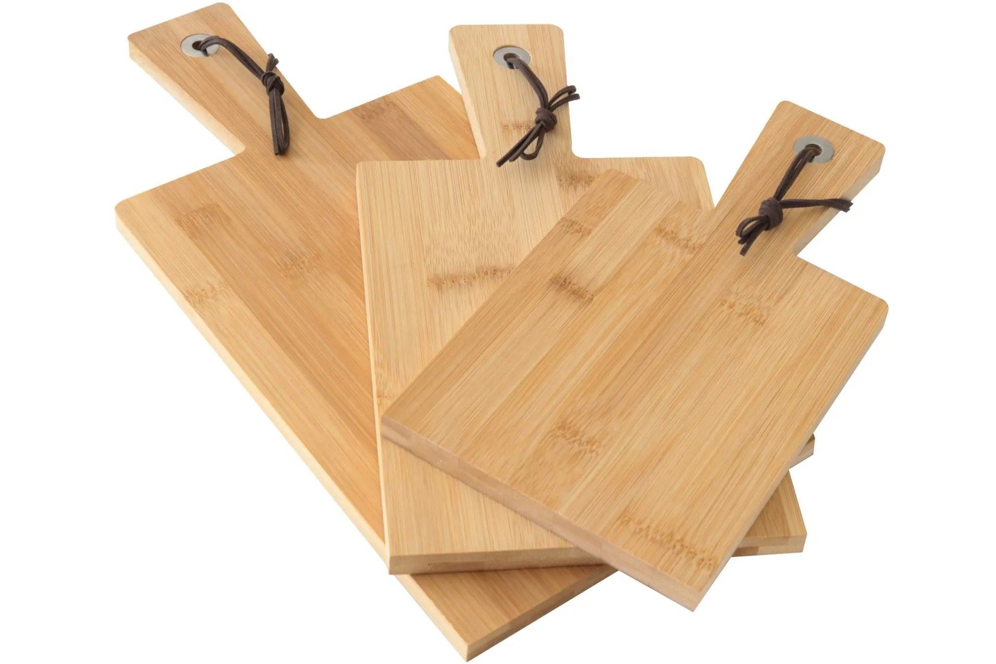 GiglioCollection Schneidebrett 3er Bambus Schneidebrett Set im mit Griffe Holzbrett Servierbrett, (Hochwertiges 3-teiliges Schneidebrett-Set aus Bambus), Hochwertiges 3-teiliges Schneidebrett-Set aus Bambus