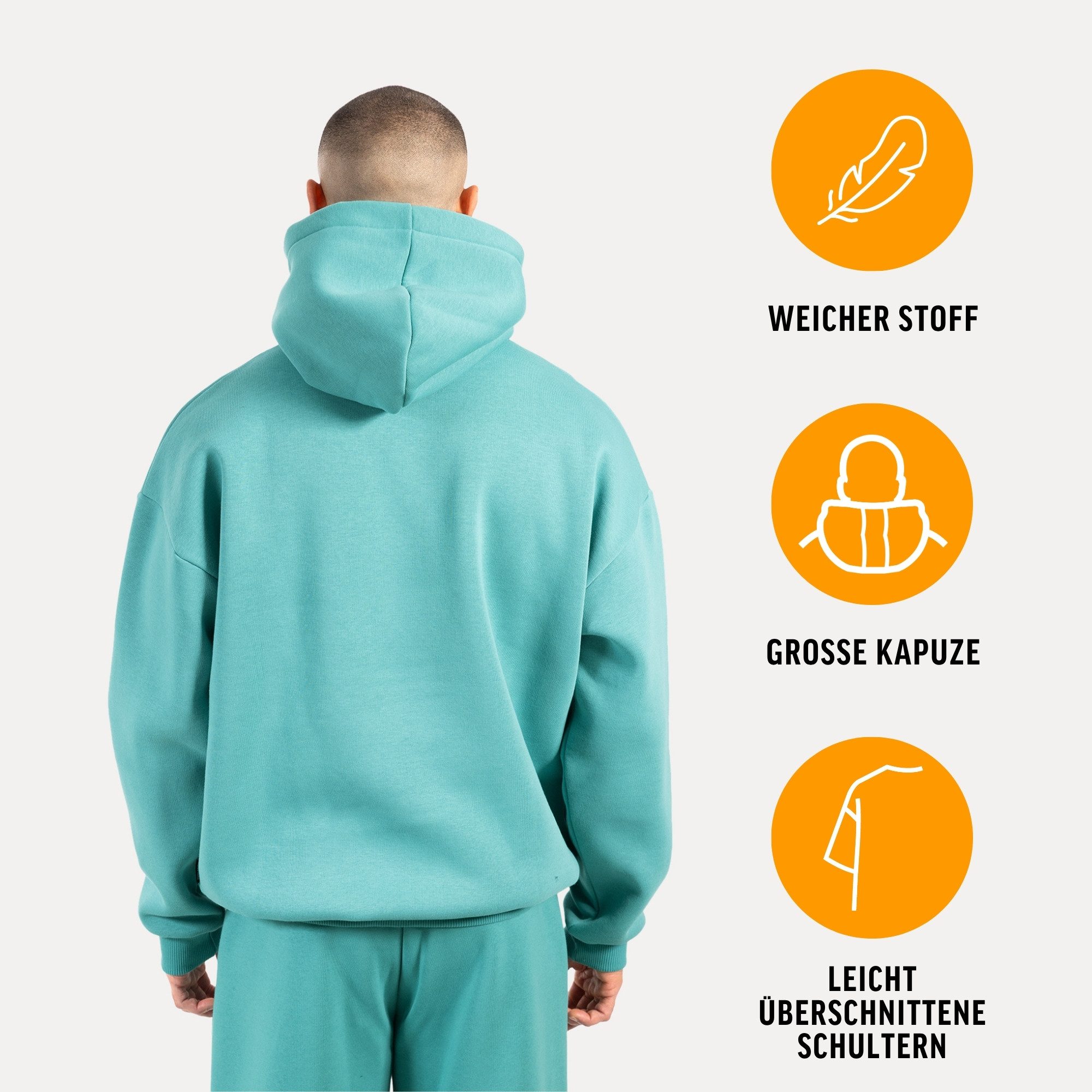 Smilodox Hoodie Dawson, Hochwertiger Kapuzenpullover im Oversize Fit, Sweatshirt Sweater Lässig Kängerutasche Metallabel hoher Baumwollanteil