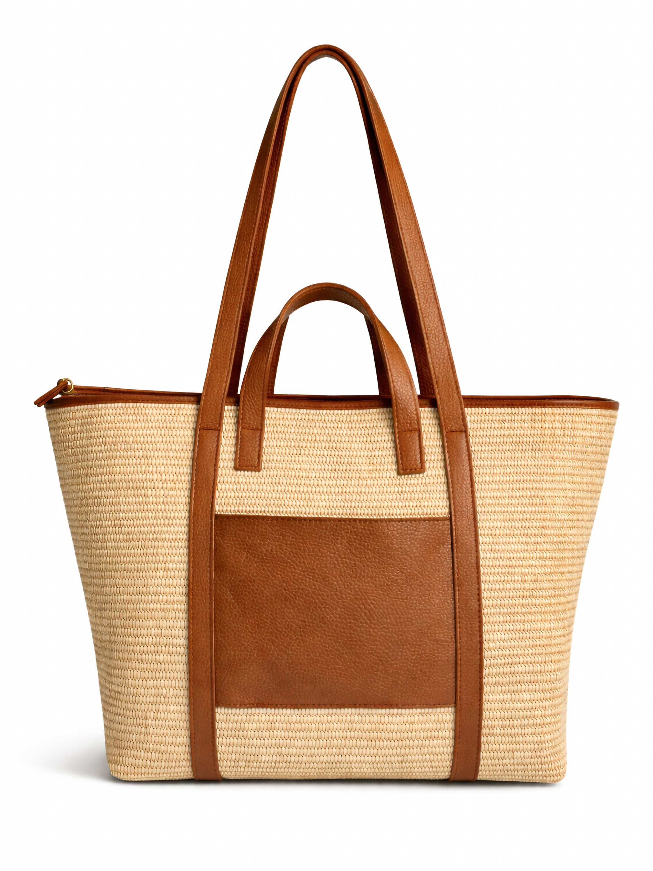 COLLEZIONE ALESSANDRO Schultertasche Naturals, XL Luxus aus Leder und Raffia