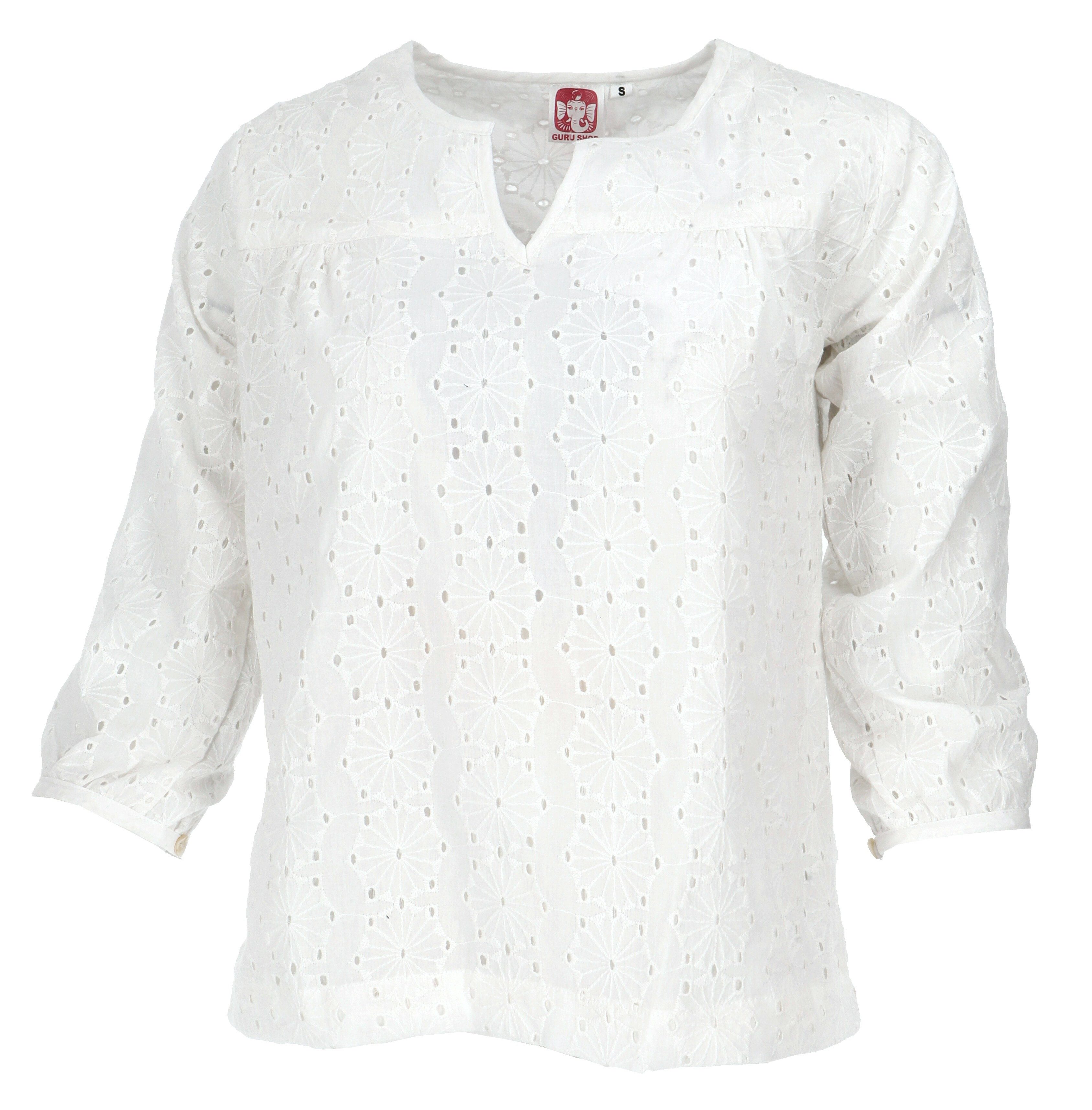 Longbluse Leichte Baumwollbluse, bestickte Boho..