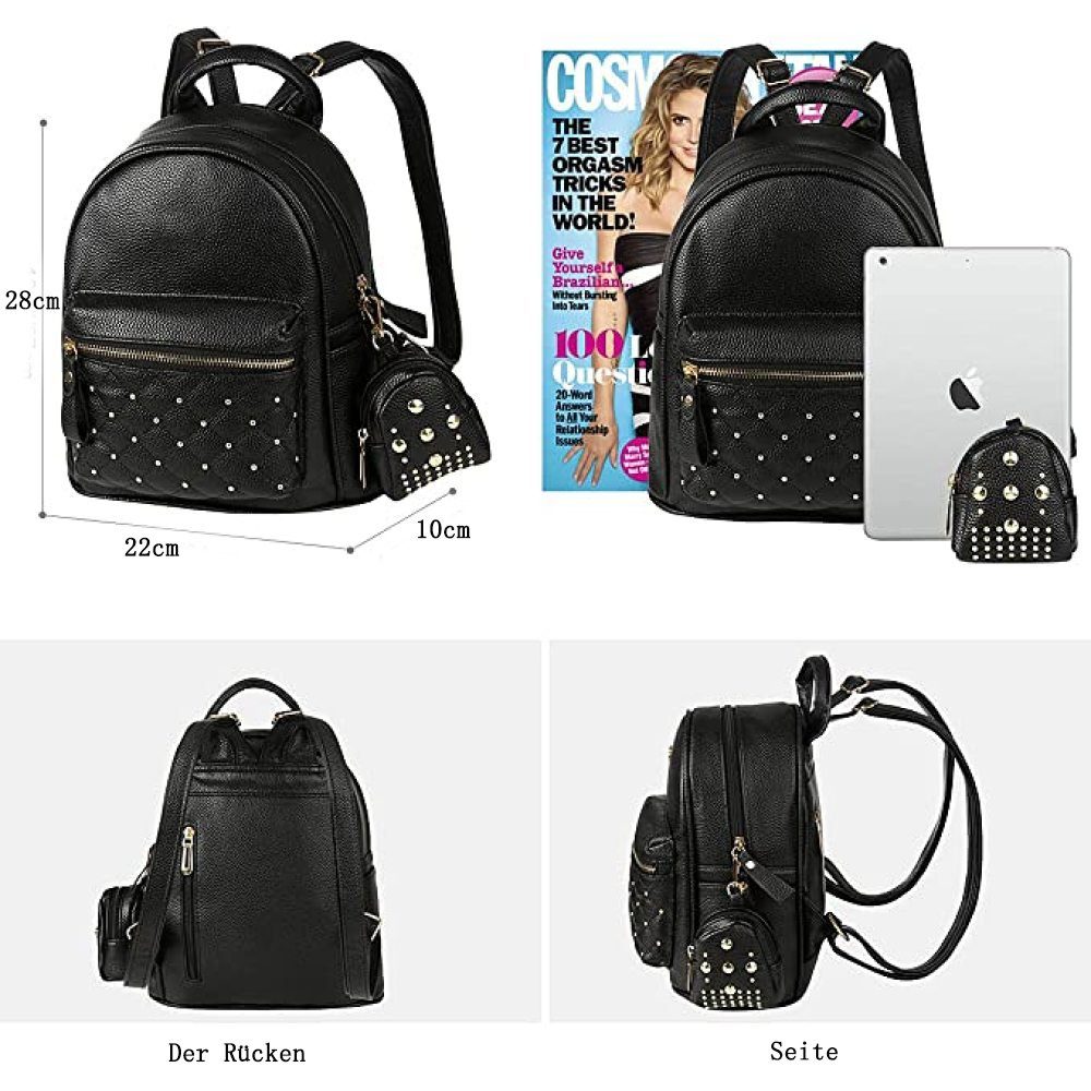 ‎‎rosa Kunstleder GelldG Damen Rucksack Rucksack Daypack Tasche Elegant Reiserucksack