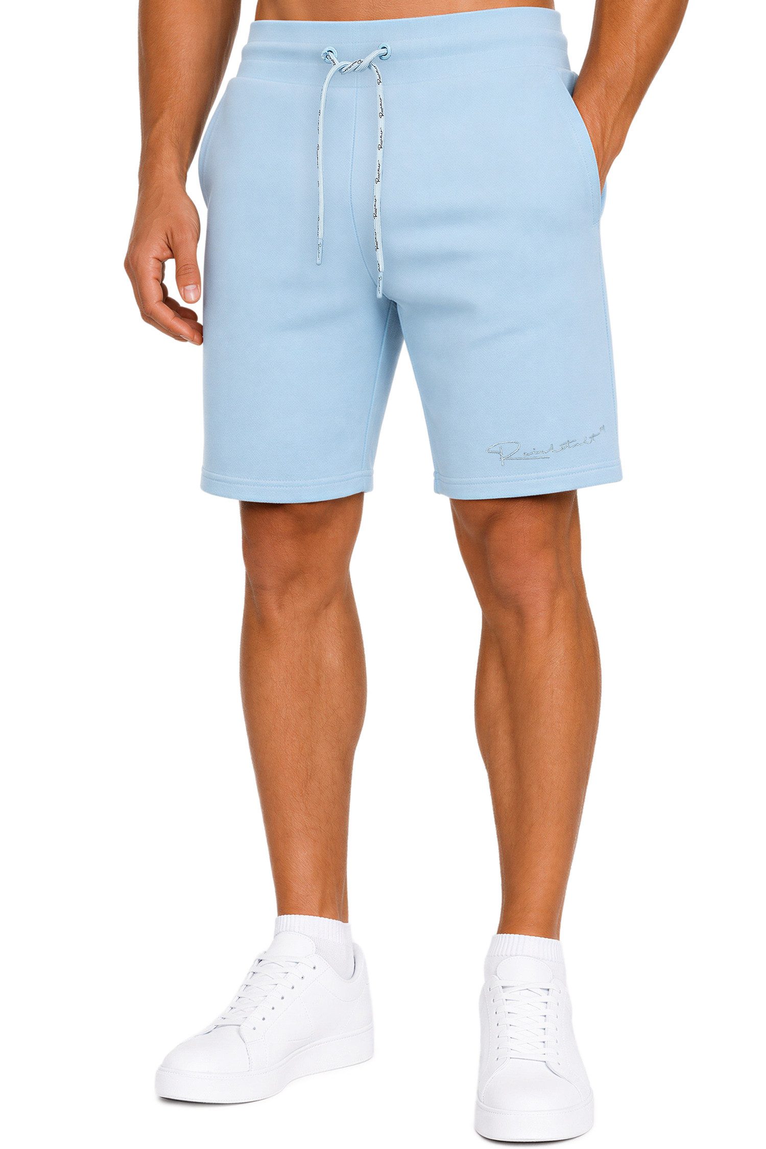 Reichstadt Sweatshorts Herren Regular Fit Kurze Hose Marken-Stick 23RS036 mit Stitching am Hosenbein