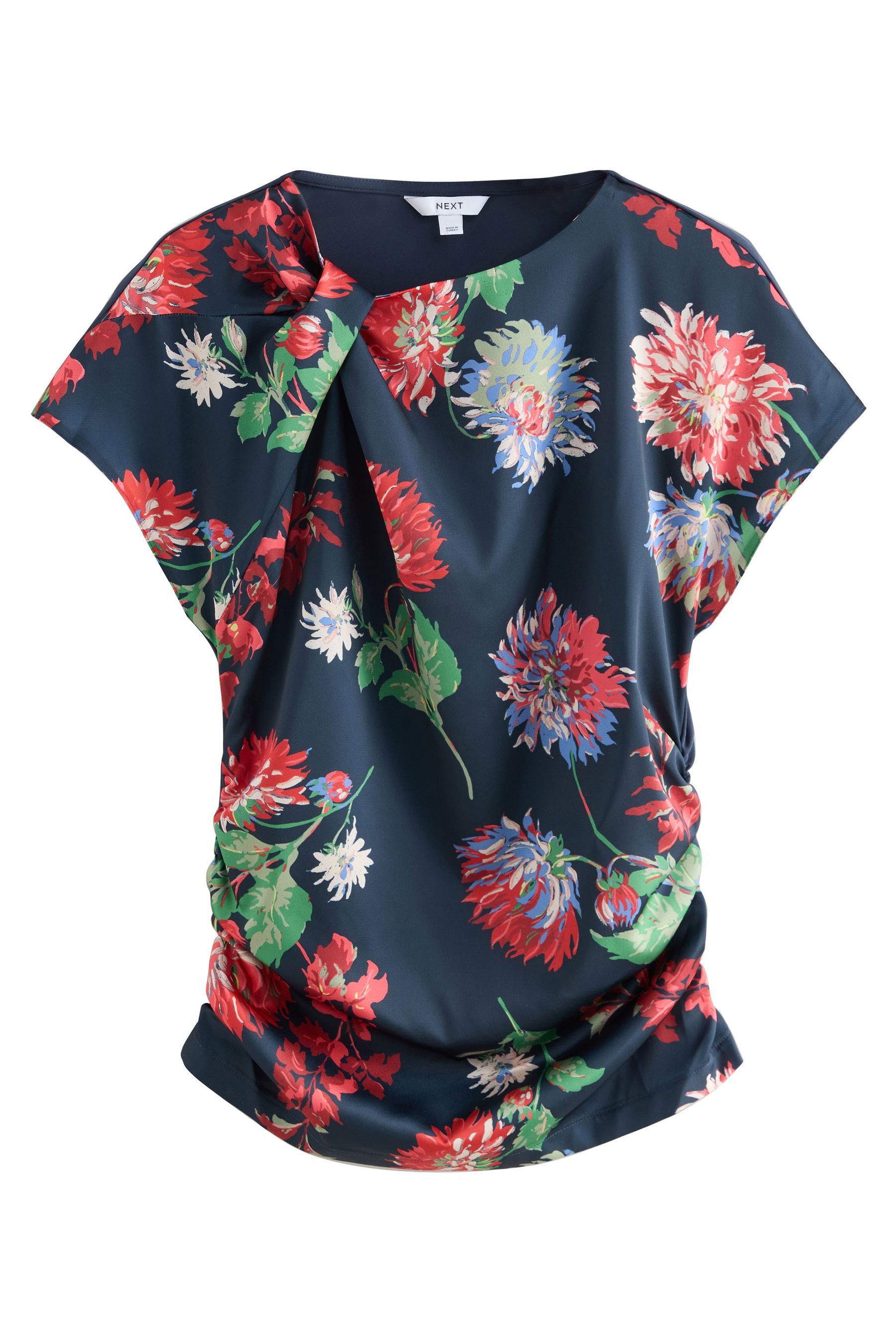 Next Kurzarmbluse Gerafftes Satin-Oberteil mit kurzen günstig online kaufen