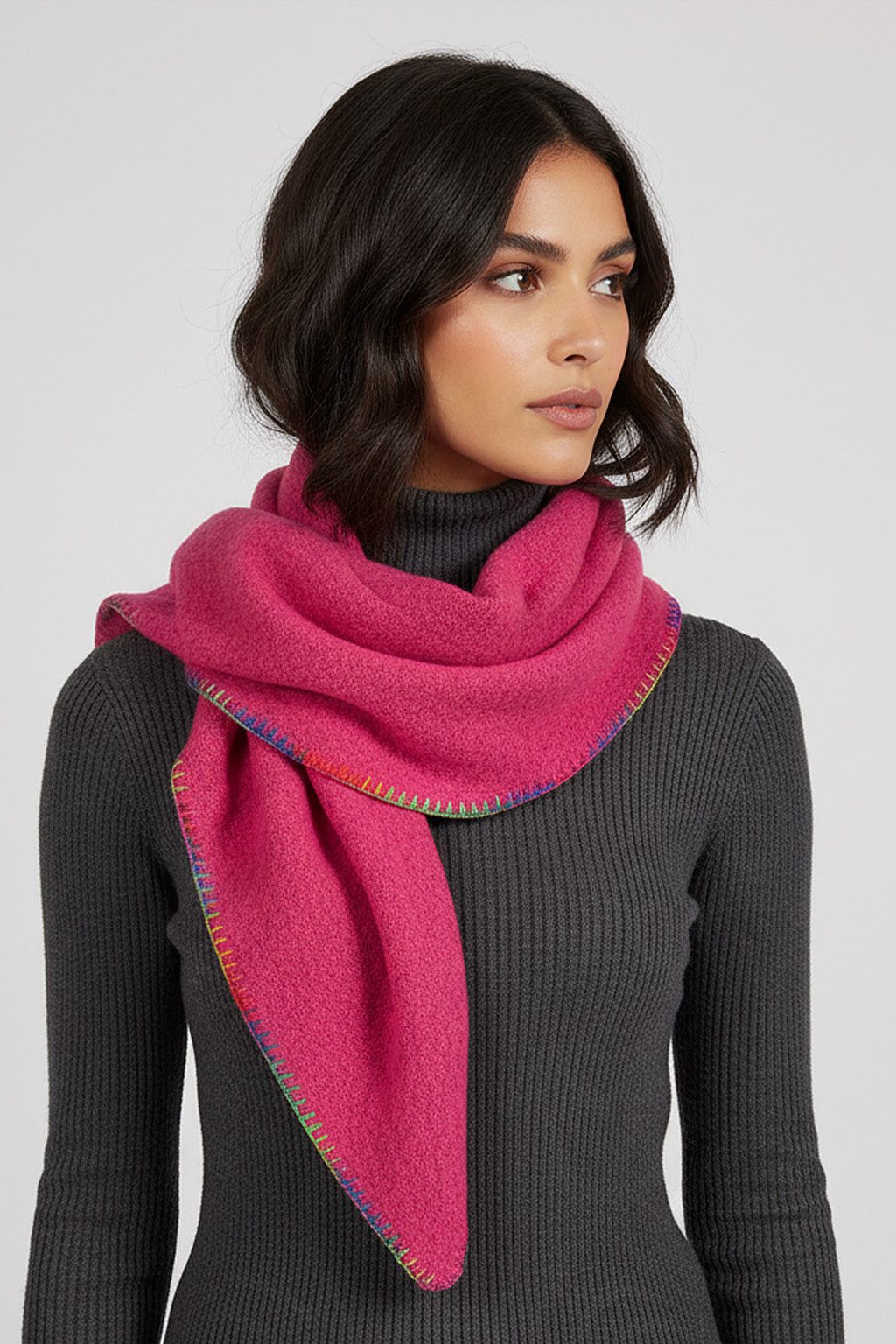 Faera Modeschal Regenbogen Zierkante Sehr Weich, (1-St), 9430 in Pink günstig online kaufen
