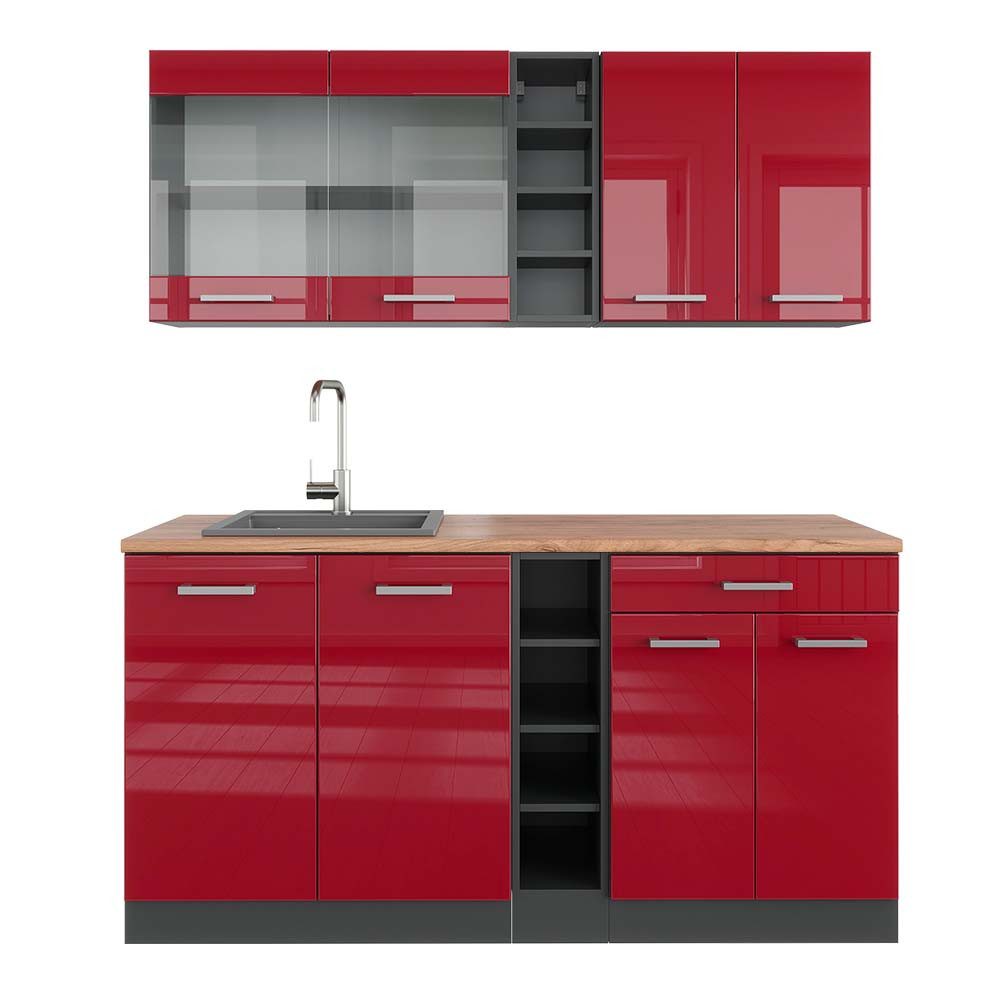 Vicco Küchenzeile R-Line, Bordeaux Hochglanz/Anthrazit, 160 günstig online kaufen