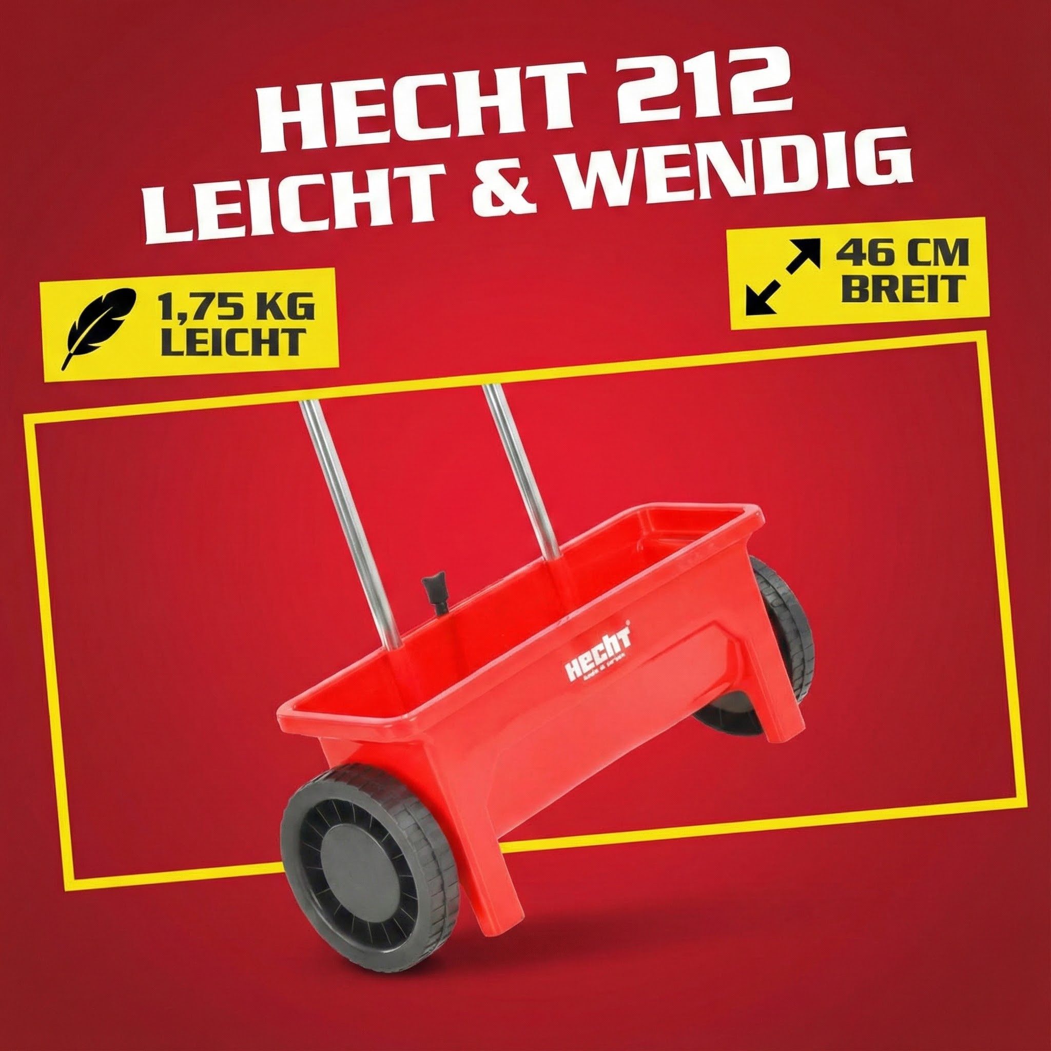 Hecht Streuwagen 212 Universal Salzstreuer Düngerstreuer, 46,00 cm Arbeitsbreite, 12,00 l Füllmenge, in 10 Stufen einstellbar, ergonomisch