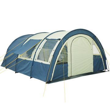 CampFeuer Tunnelzelt Zelt Multi für 4 Personen, Blau/Sand, Tunnelzelt 5000 mm Wassersäule, Personen: 4