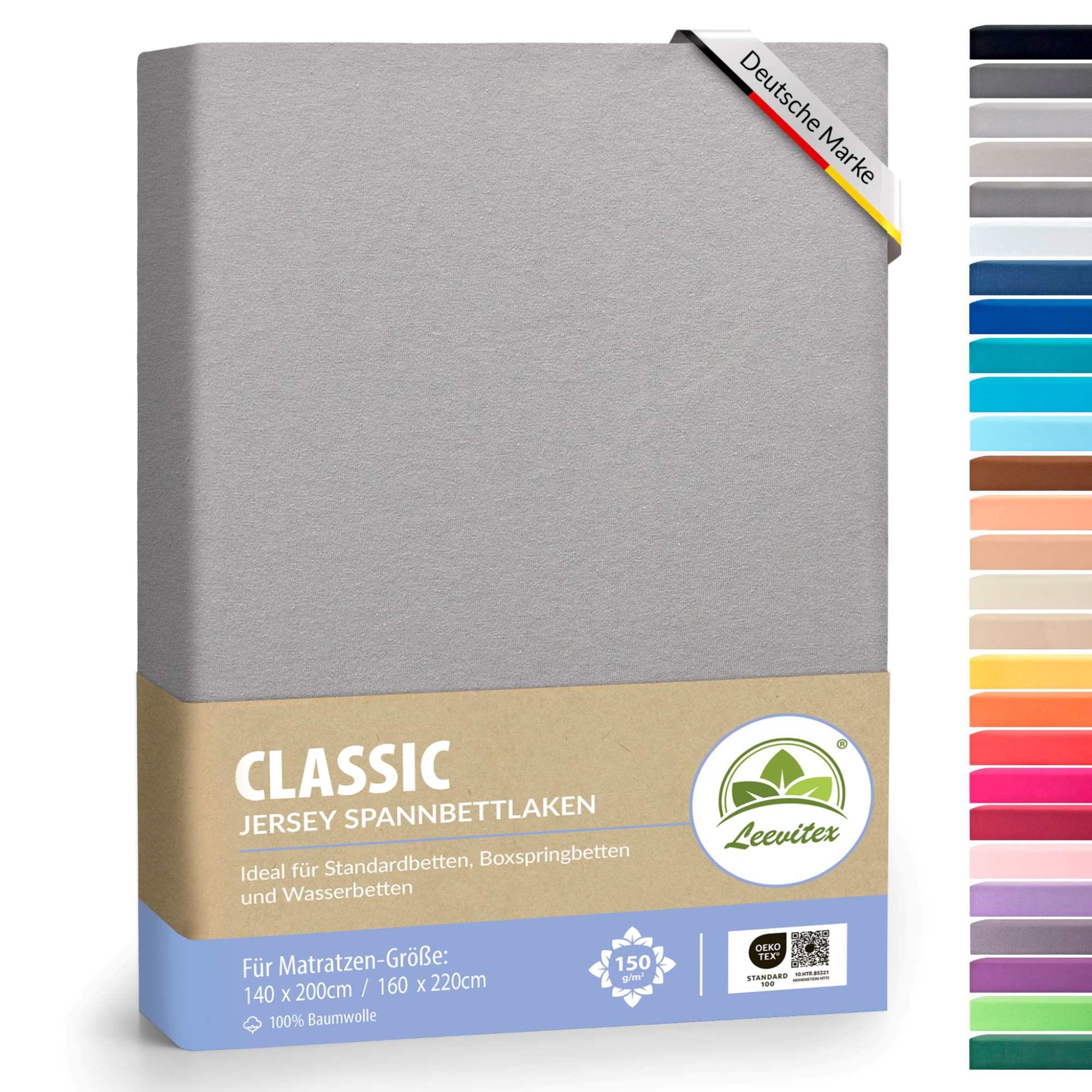 leevitex® Spannbettlaken Spannbettlaken, Mako-Jersey, Gummizug: rundum, (1 günstig online kaufen