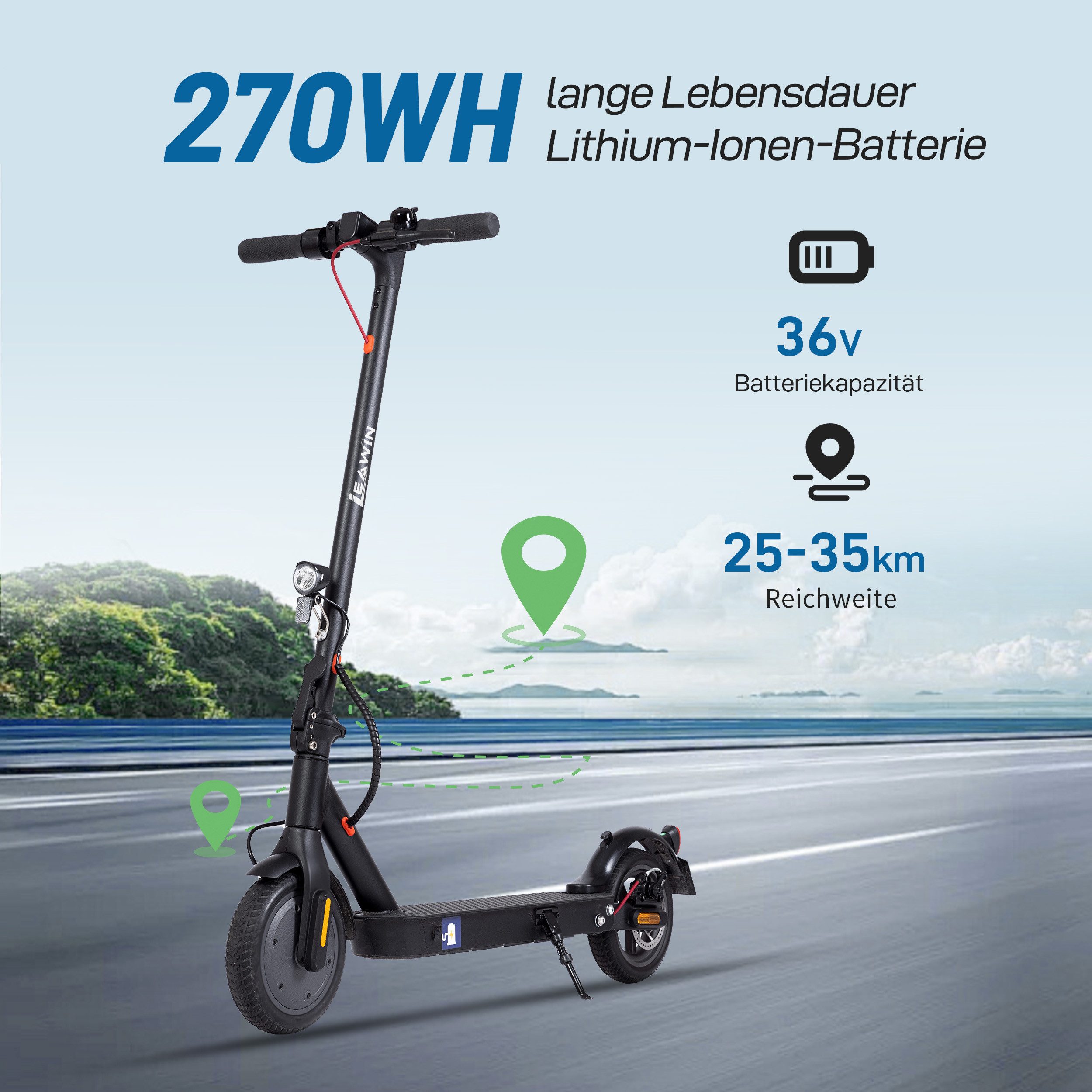 ZWHEEL E-Scooter mit Straßenzulassung, 8,5'' E-roller, klappbar, 35km, APP, nur 12,5kg, 350 W, 20 km/h, (E-ABS+Scheibenbremse, 2 Stoßdämpfer, Pannensicherer Vollgummireifen), Elektroscooter, klappbarer Elektroroller, duales Bremssystem