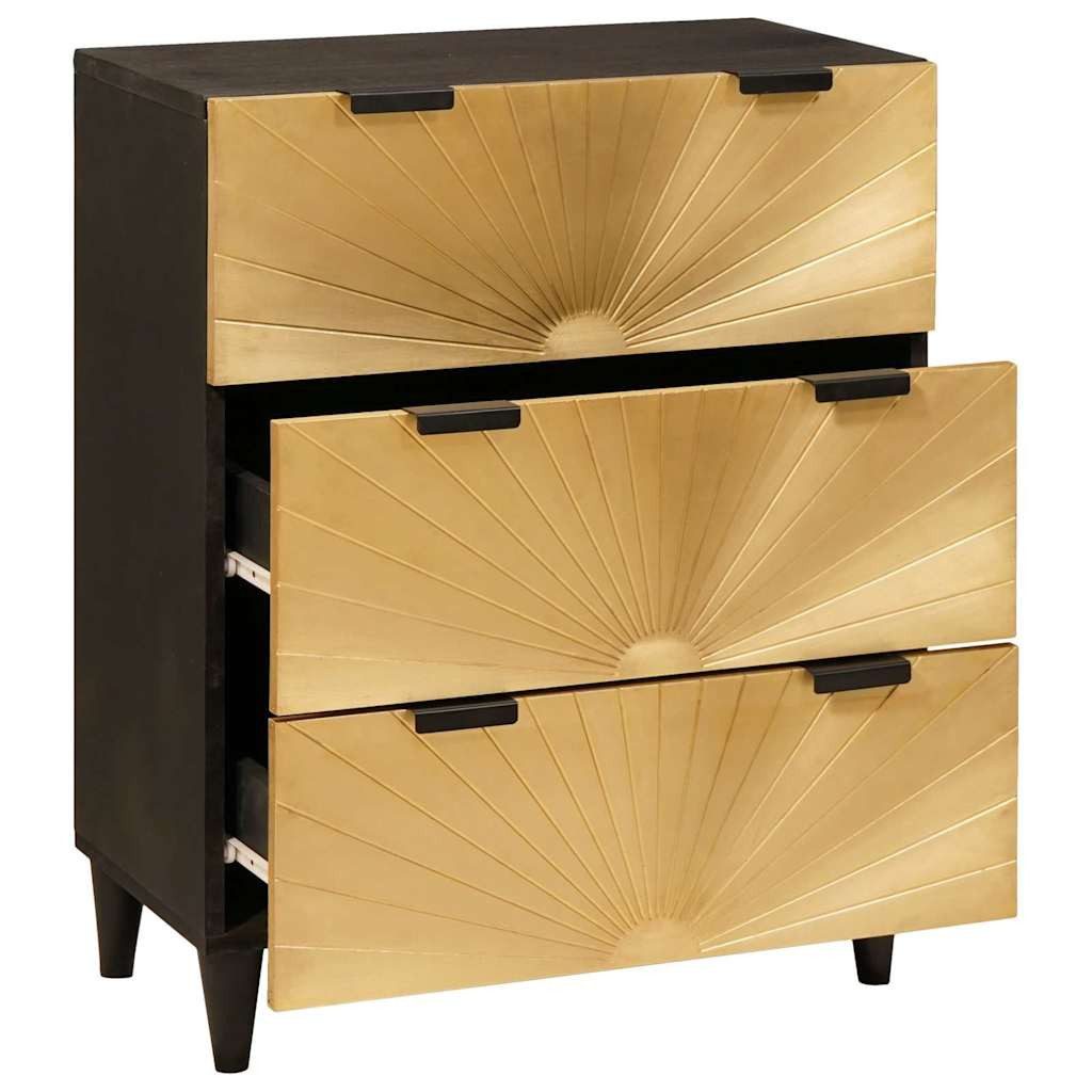 vidaXL Fächerschrank Sideboard Schwarz und Gold 60 x 33 x 75 cm massives ho günstig online kaufen