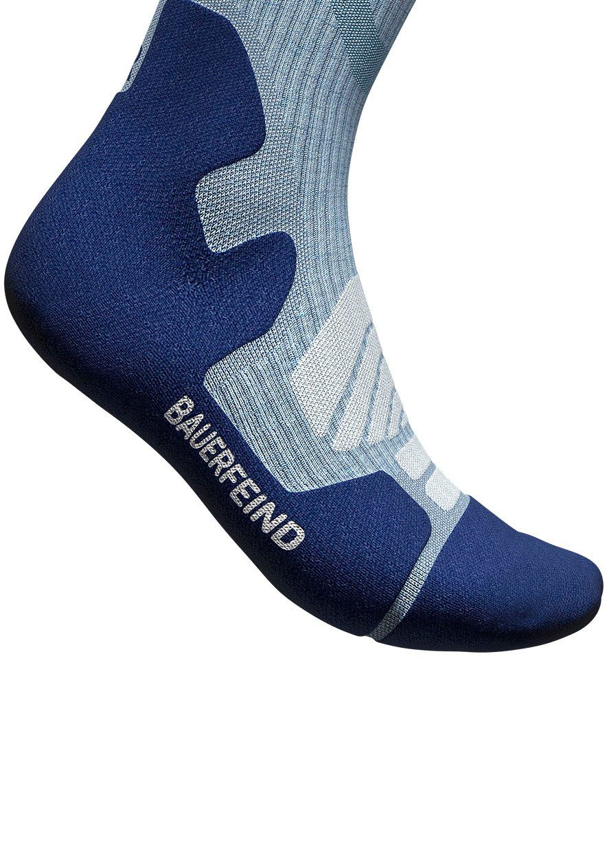 Socks Bauerfeind blue/M Kompression Sportsocken Compression Outdoor mit Merino sky