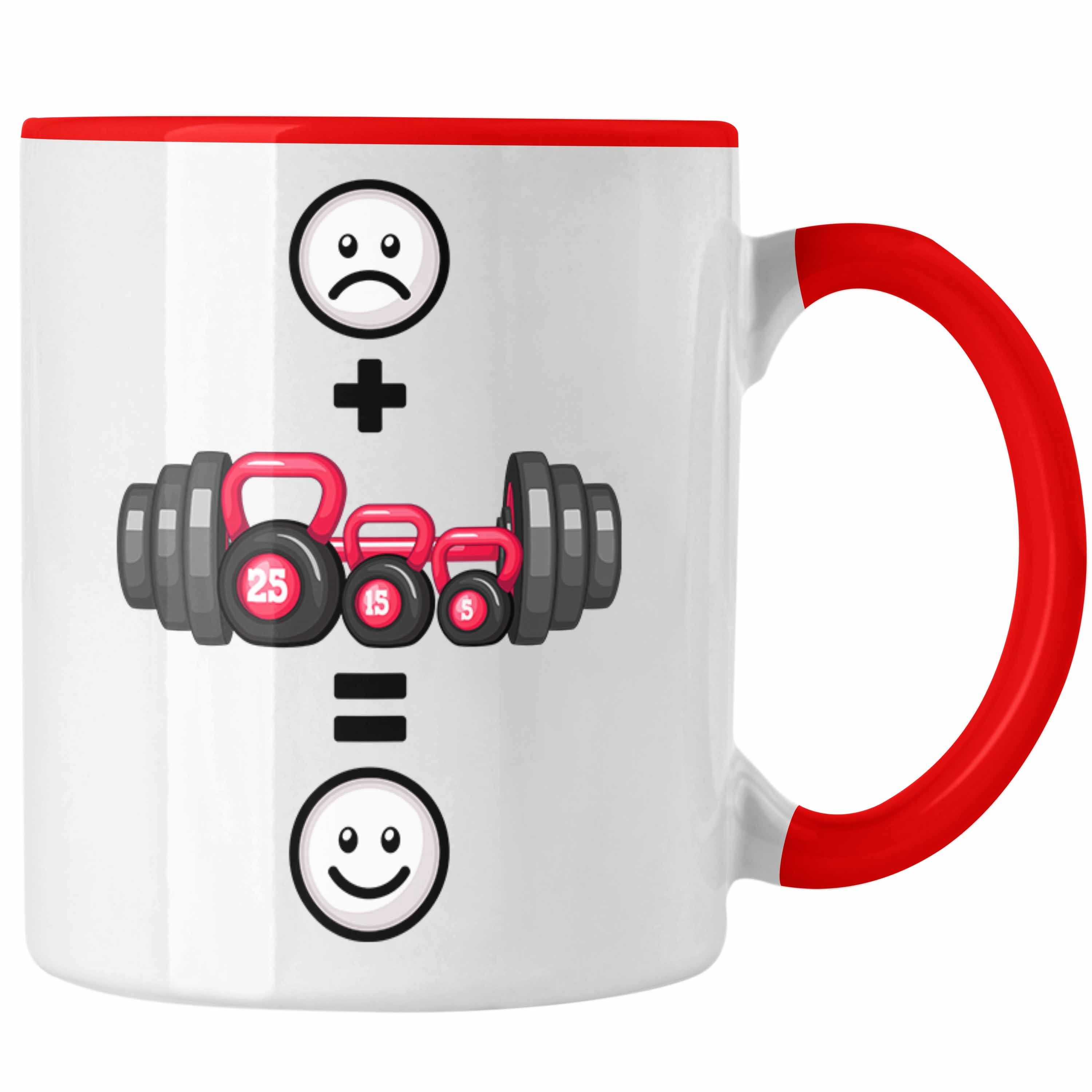 Trendation Tasse Gym Tasse Geschenk für Bodybuilder Lustige Geschenkidee :(Gewichte Rot