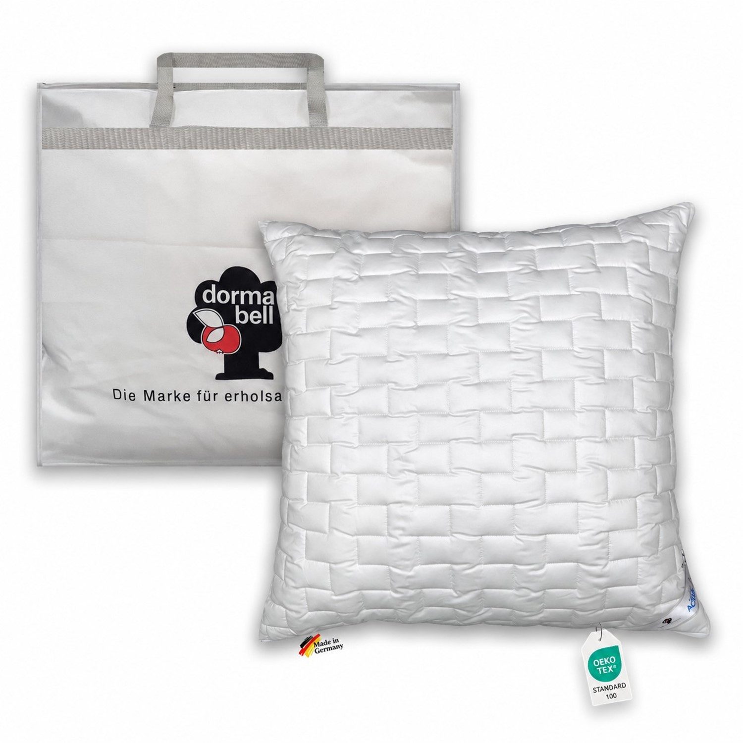 Dormabell Kunstfaserkopfkissen Dormabell Active fresh Kopfkissen Funktions Faserkissen 80x80 kühl, Füllung: Faserkugeln, Bezug: 100% Baumwolle, Seitenschläfer, Rückenschläfer, Bauchschläfer, Hergestellt in Deutschland